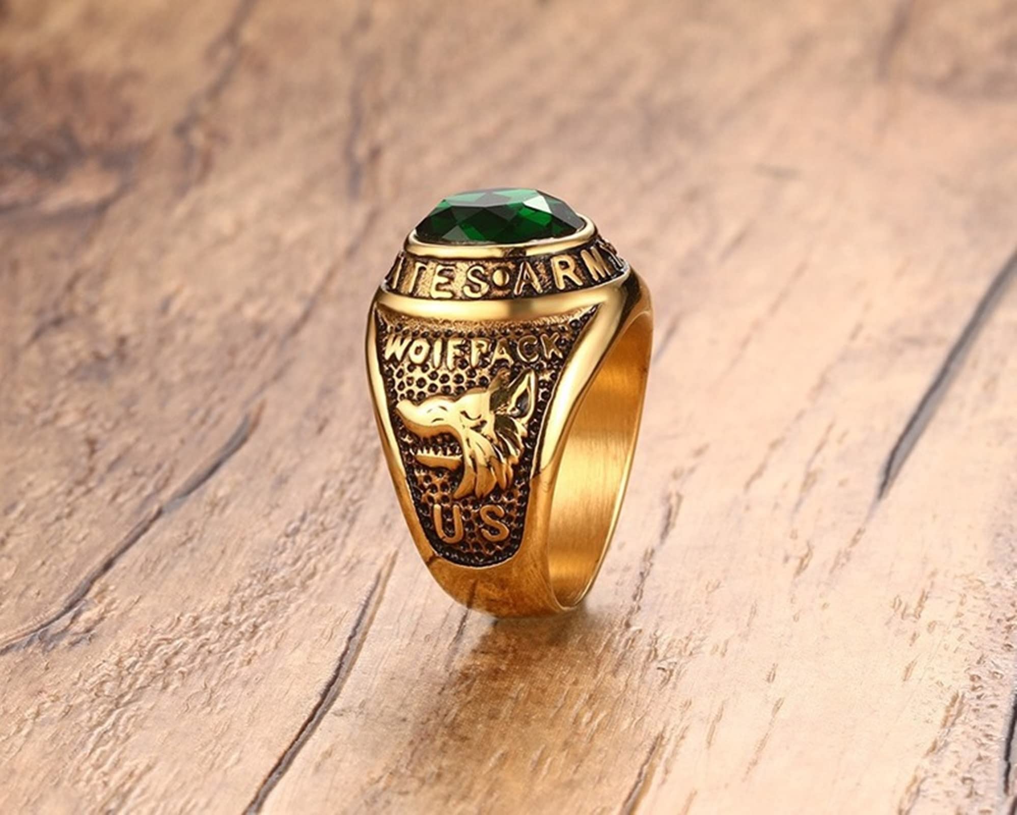 Affordable Men's Wedding Rings - Gold & Green Stainless Steel Zircon Inlaid Band for Grooms, Engagement & Anniversary Gifts | Perfect for Christmas Proposals, Valentine's Day & Special Occasions
