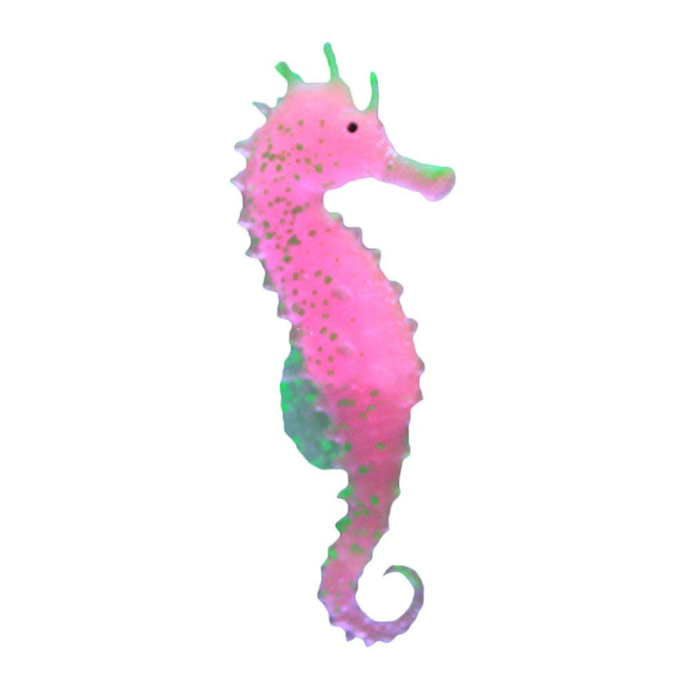 PULABO Glowing Seahorse Aquarium Decor - Artificial Sea Horse Ornament with LED Light for Fish Tank, Simple & Sophisticated Design - Perfect for Saltwater & Freshwater Aquariums, Home or Office Decoration
