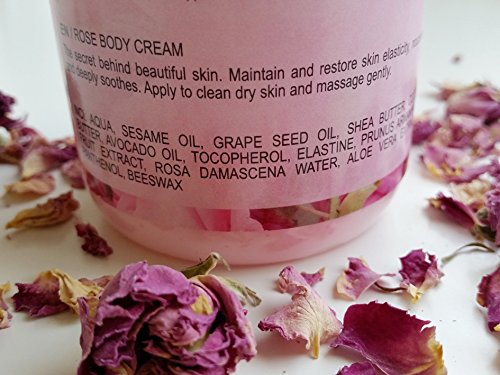 100% Natural Bulgarian Rose Water Moisturizing Body Cream with Real Rose Aroma - Hydrating & Soothing for Dry Skin, Perfect for Daily Skincare & Spa Relaxation