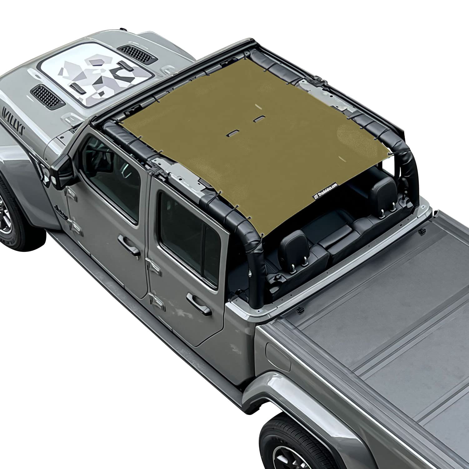 **Shadeidea JT Sun Shade Top for Jeep Gladiator (2018-2023) - Mesh Roof Cover, UV Blocker & Wind Noise Reducer with GrabBag Pouch - Tank Green - Front & Rear - 10-Year Warranty - Perfect for Off-Roading & Summer Adventures**
