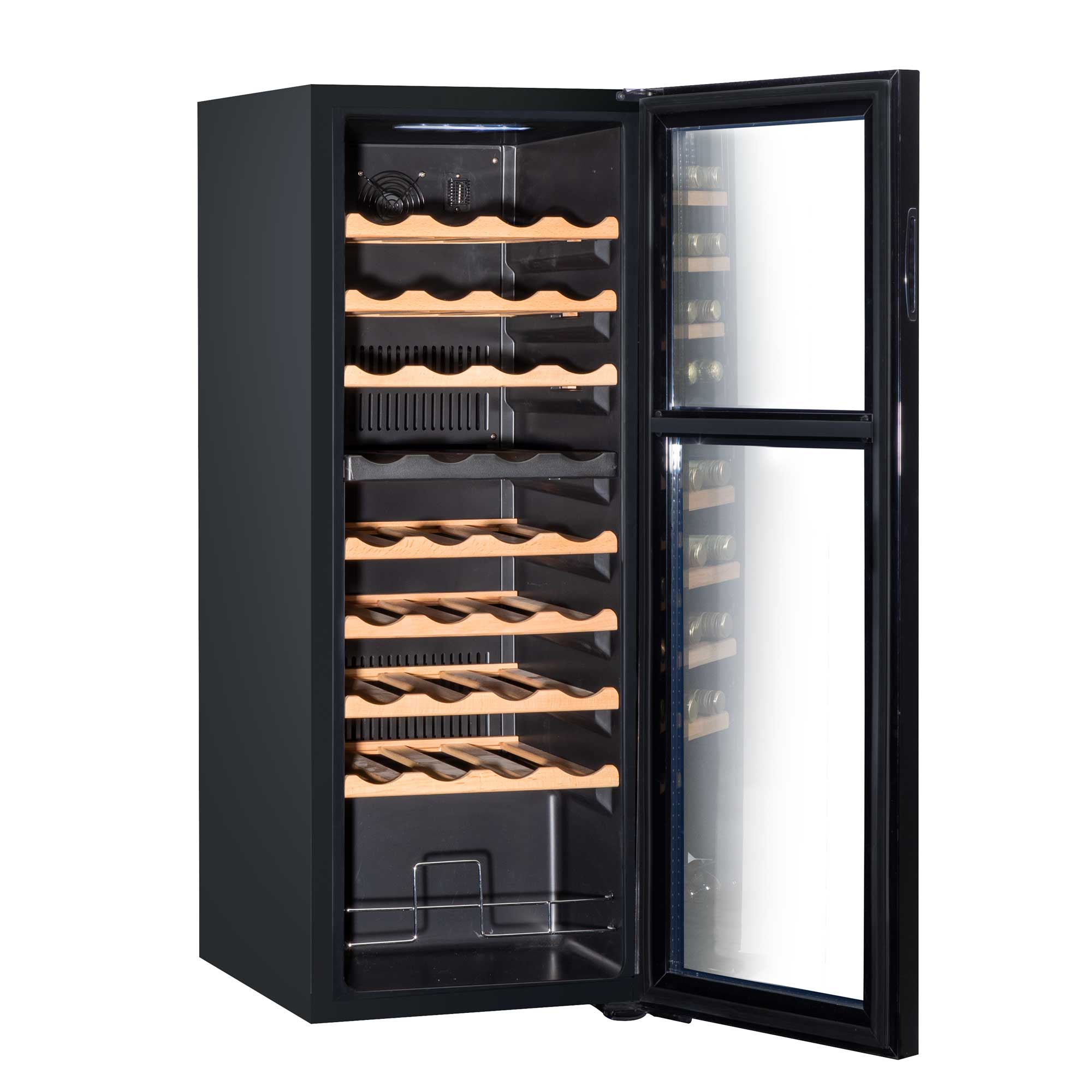 36 Bottle Dual Zone Wine Cooler Refrigerator with Touch Controls, Wooden Shelves & LED Display - Perfect for Home Bars, Restaurants, and Wine Cellars - Baridi DH91