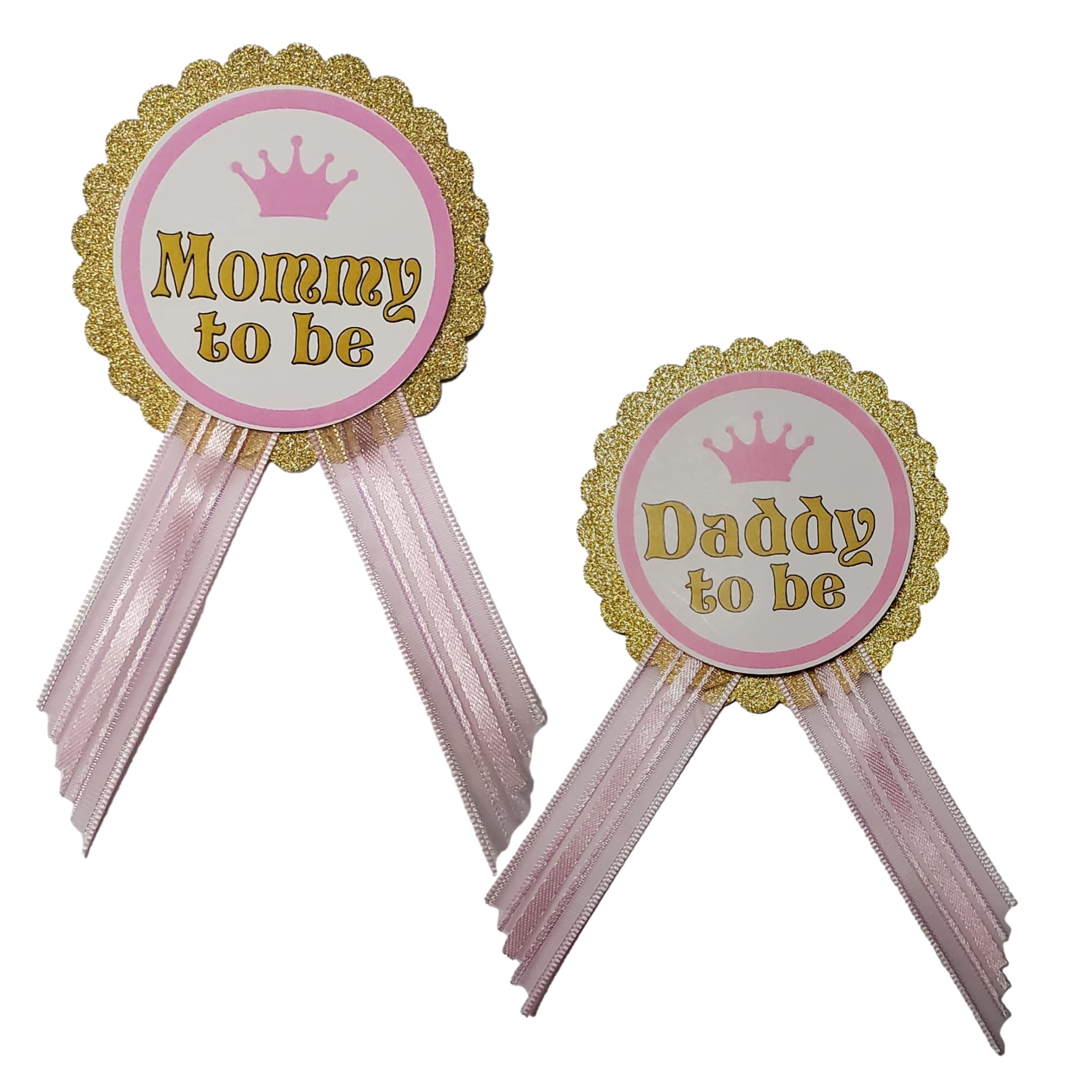 Pink & Gold 'It's a Girl' Baby Shower Pin Set - Daddy to Be & Mommy to Be Pins for Baby Sprinkle Celebrations - Perfect Gender Reveal & Pregnancy Announcement Accessories