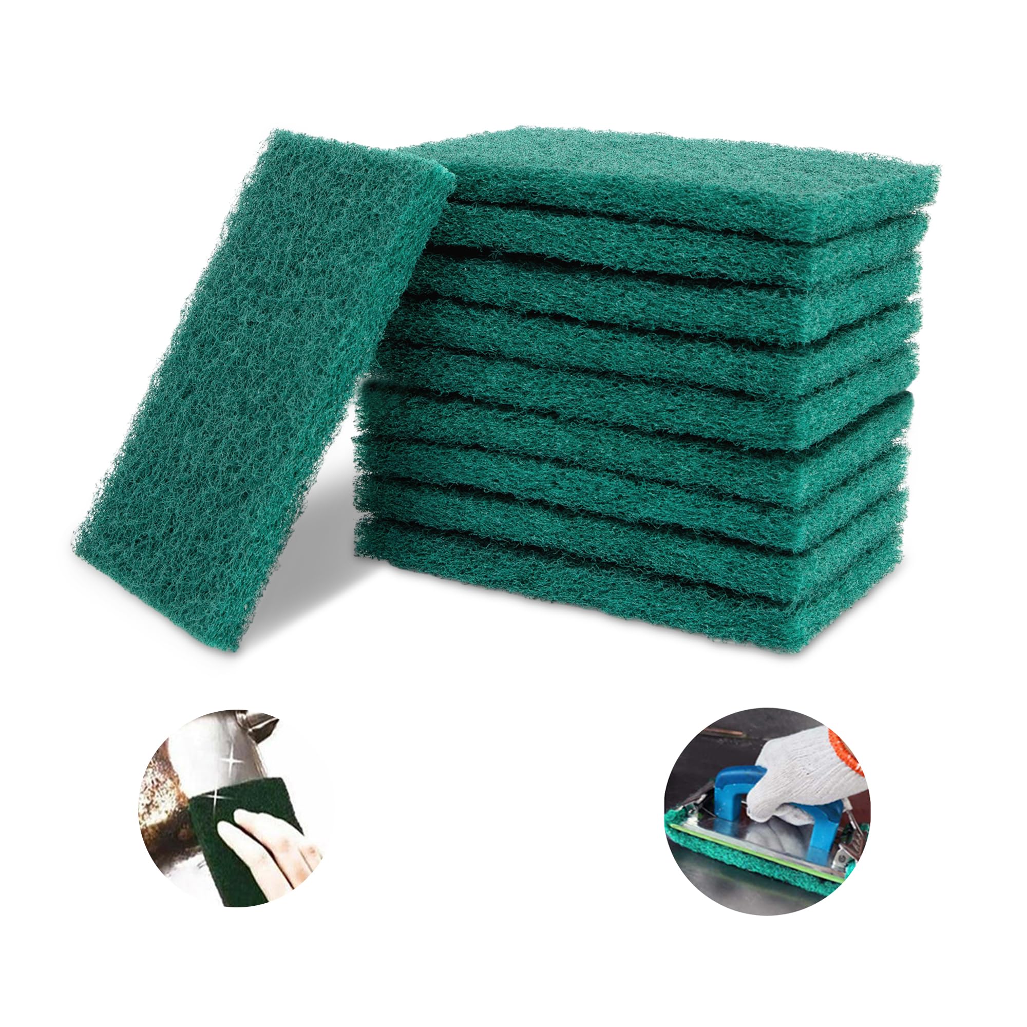 Premium 10-Pack Green Scotch-Brite Scuff Pads - Extra Fine Grade (200x125mm/8