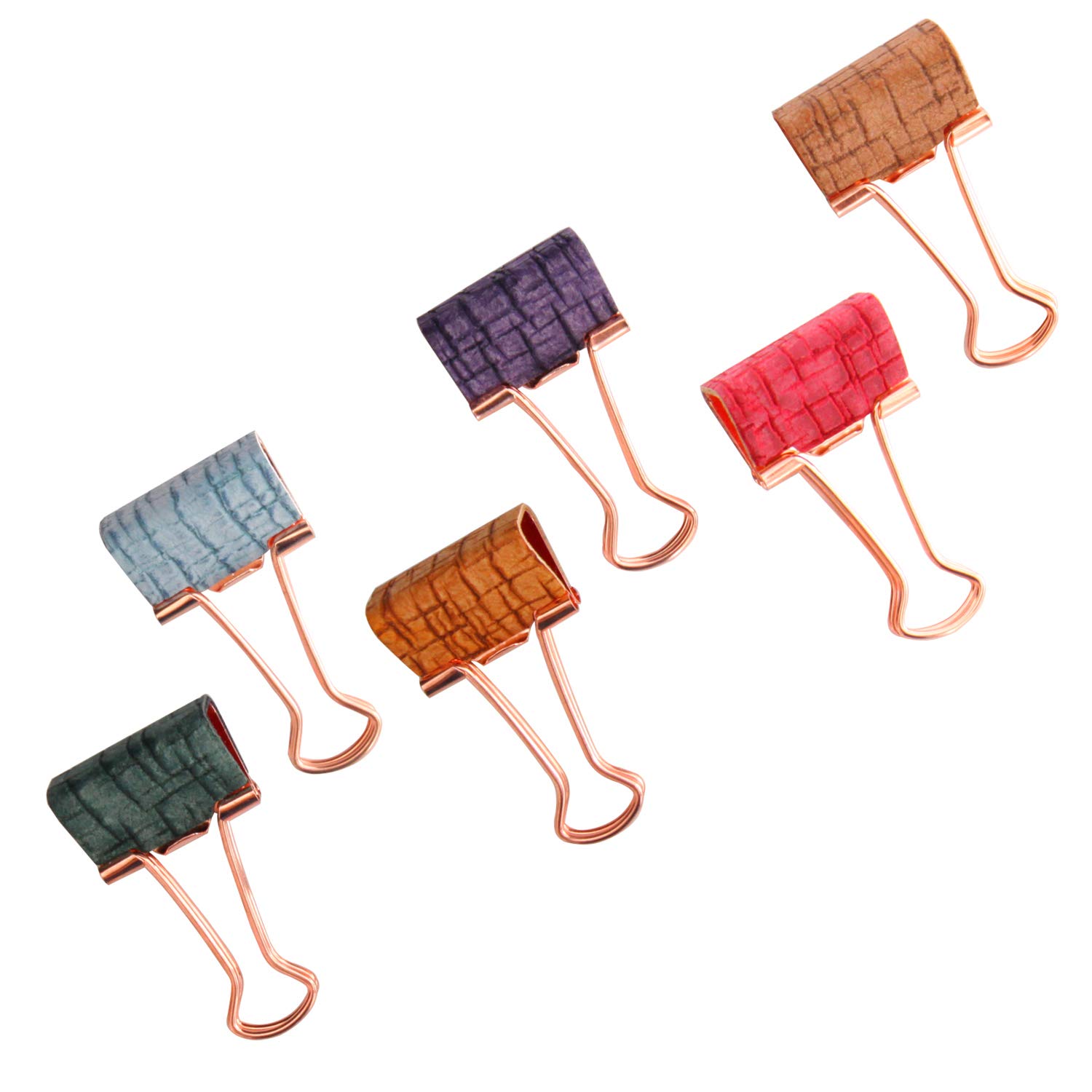 Handmade Small Crack Leather Binder Clips - Colorful Metal Paper Clips for Office, School & Home Organization - Perfect for Documents, Notes & Bag Sealing