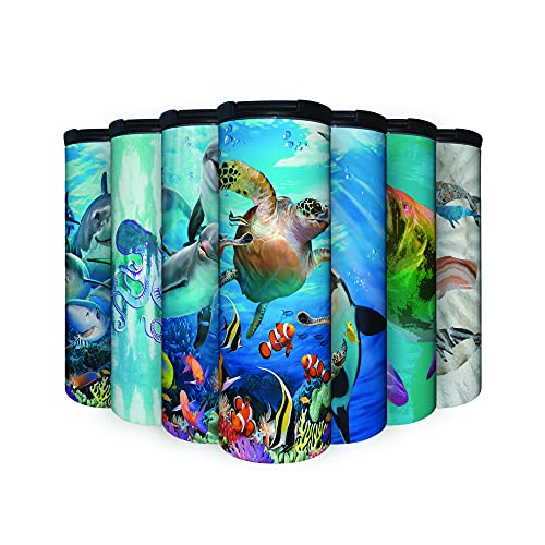 Sea Turtle and Friends 17 oz Tumbler with Lid, Stainless Steel, Vacuum Insulated with Slide Lock Lid, Leak Proof