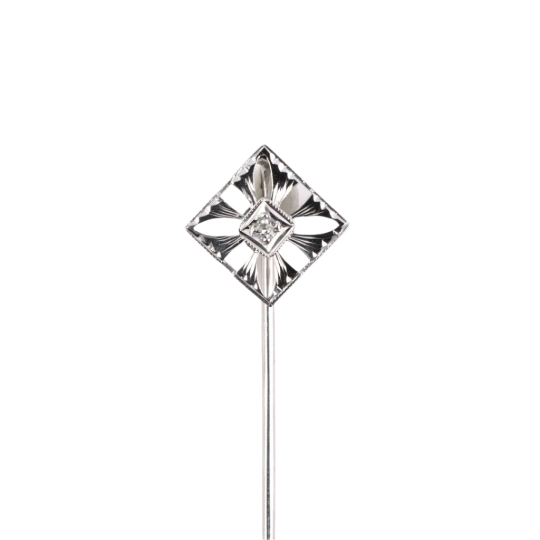 Vintage Art Deco Diamond Starburst Stick Pin - Antique Jewelry for Women, Men - Perfect for Lapel, Scarf, Tie, Hat Decoration - Elegant Gift for Collectors & Fashion Enthusiasts