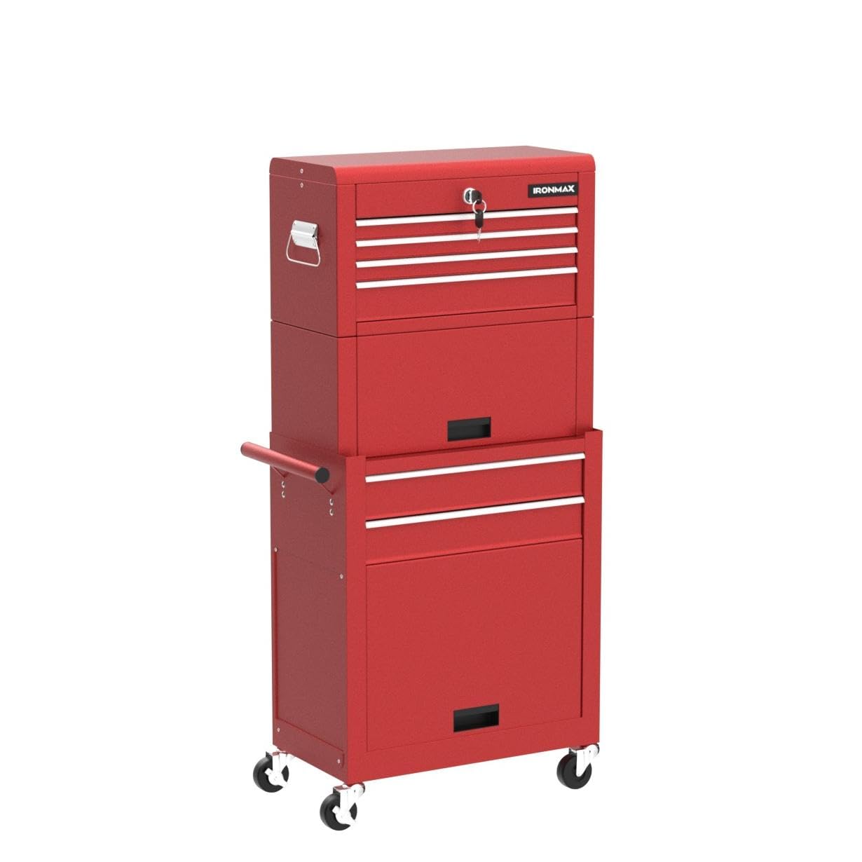 Goplus 6-Drawer Rolling Tool Chest with Auto Locking System - 3-in-1 Tool Organizer with Lockable Wheels, Sliding Drawers & Detachable Top - Heavy Duty Tool Storage Cabinet for Garage, Workshop & DIY Projects (Red) - Perfect for Mechanics, Carpenters & Home Improvement