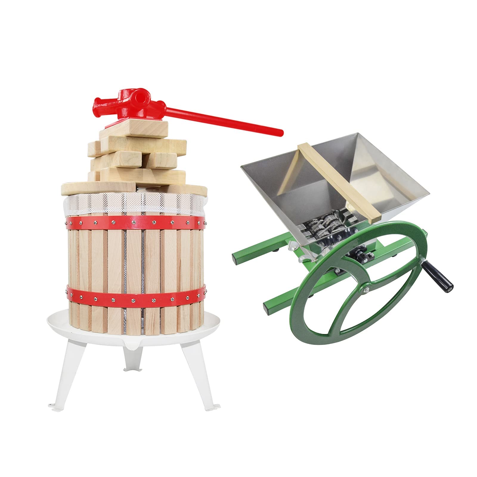 100% Natural Manual Fruit Wine Press & Crusher for Apples, Grapes & Berries - Kitchen Juice Maker for Homemade Wine, Cider & Fresh Juice