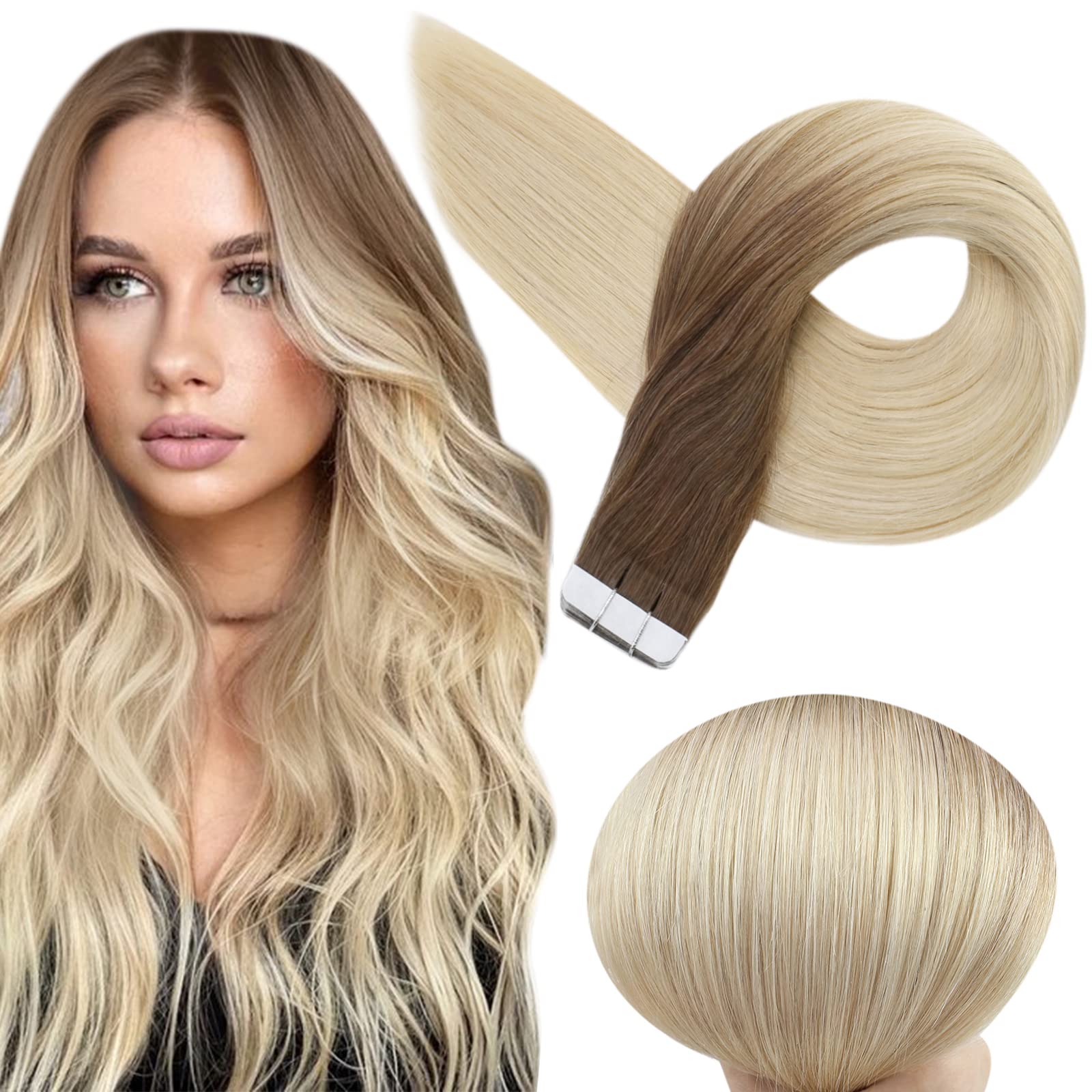 Premium Tape in Hair Extensions 100% Human Hair - Seamless Blending for Length & Volume | Perfect for Weddings, Parties & Everyday Styling