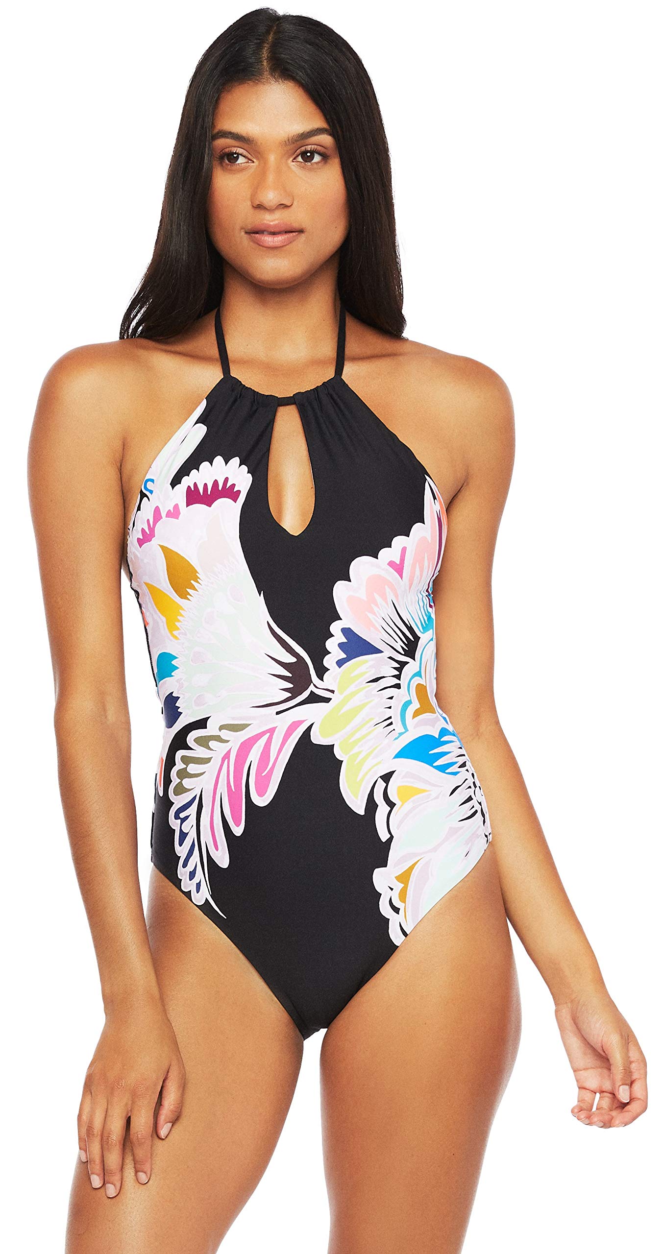 Trina Turk Women's High Neck Halter One Piece Swimsuit - Sexy Summer Swimwear for Beach, Pool & Vacation | UPF 50+ Sun Protection