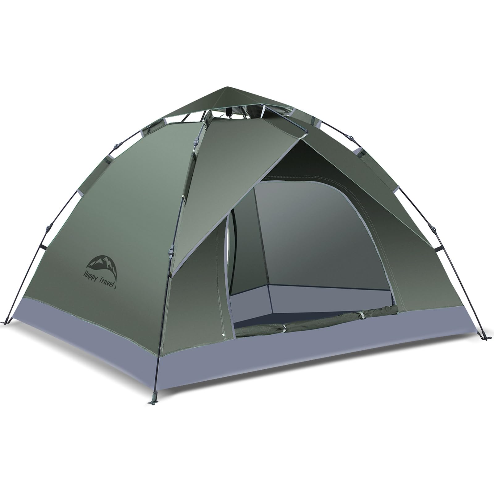Happy Travel 1/2/3/4 Person Instant Pop Up Camping Tent - Waterproof, Windproof & Easy Setup Dome Tent for Family Camping, Hiking, Backpacking & Outdoor Adventures - Perfect for Beach, Picnics & Festivals