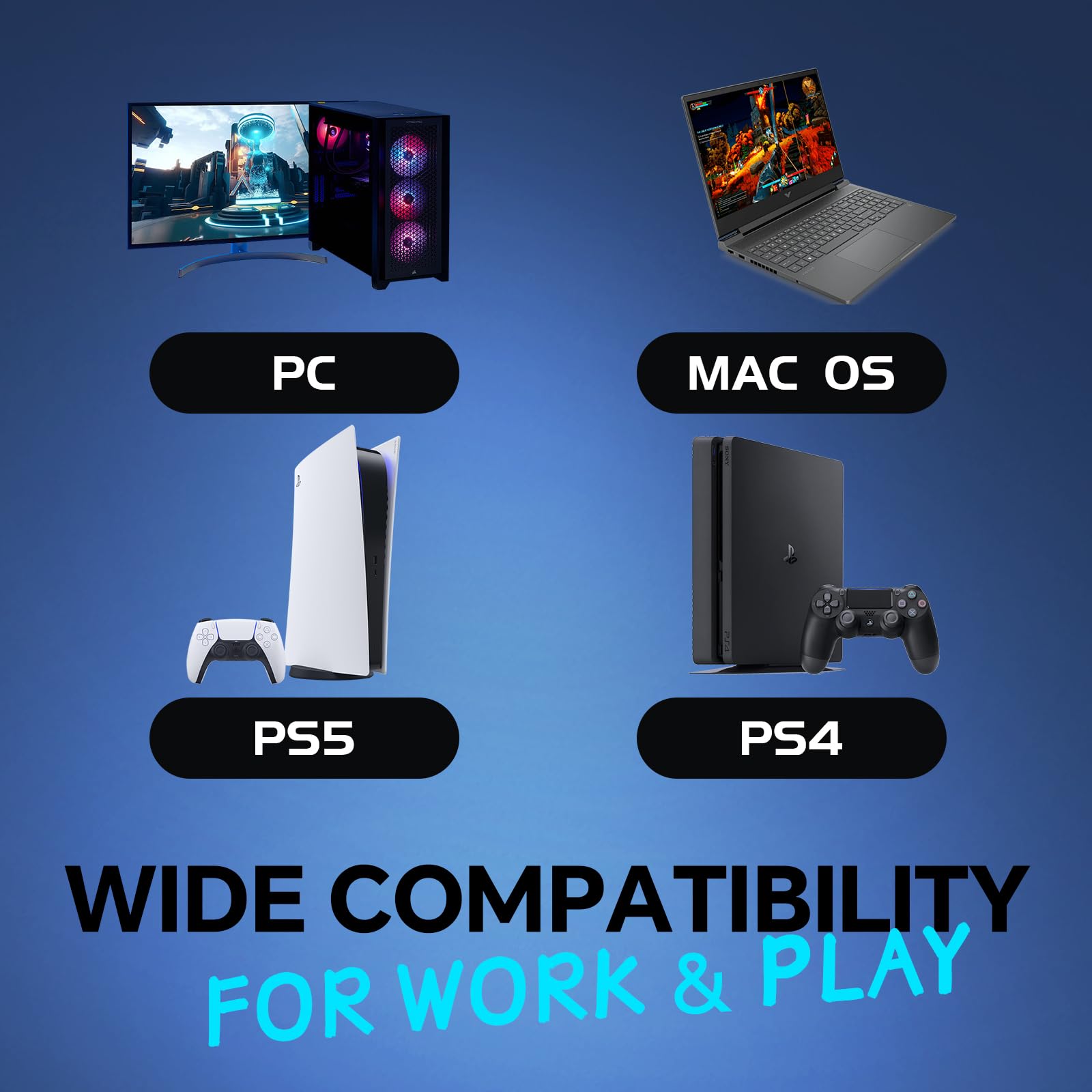 CHONCHOW Wireless Gaming Keyboard and Mouse Combo - RGB Backlit Ergonomic Mechanical Feel Keyboard with Rechargeable 2500mAh Battery, Anti-Ghosting Keys, 7D 3600DPI Gaming Mouse for PC, Laptop, PS4, Xbox - Ideal for Esports, Streaming, Office Work & Home Gaming - Perfect for FPS, MOBA Games and Late-Night Gaming Sessions - Great for Competitive Gaming, Work from Home Setup and Entertainment