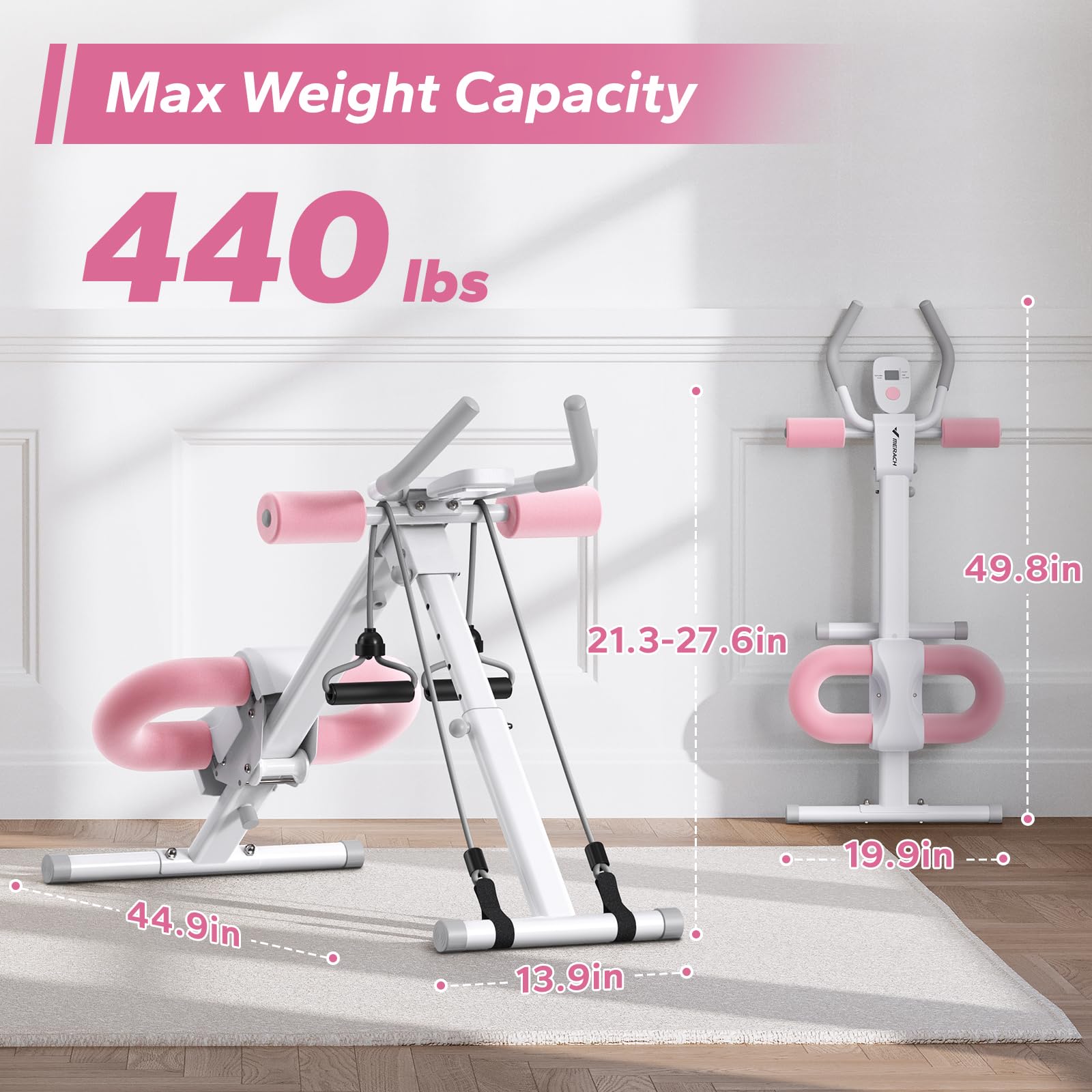MERACH Ab Machine - Adjustable Ab Trainer for Home Gym, Foldable Abdominal Workout Equipment with Knee Protection for Core & Stomach Exercises | Perfect for Home Fitness, Strength Training & Toning Abs