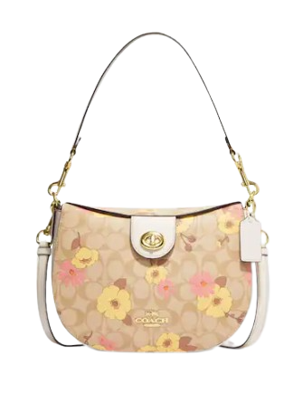 Coach Ella Hobo Bag in Signature Canvas with Floral Cluster Print - Stylish Crossbody Purse for Women, Perfect for Work, Travel & Everyday Use