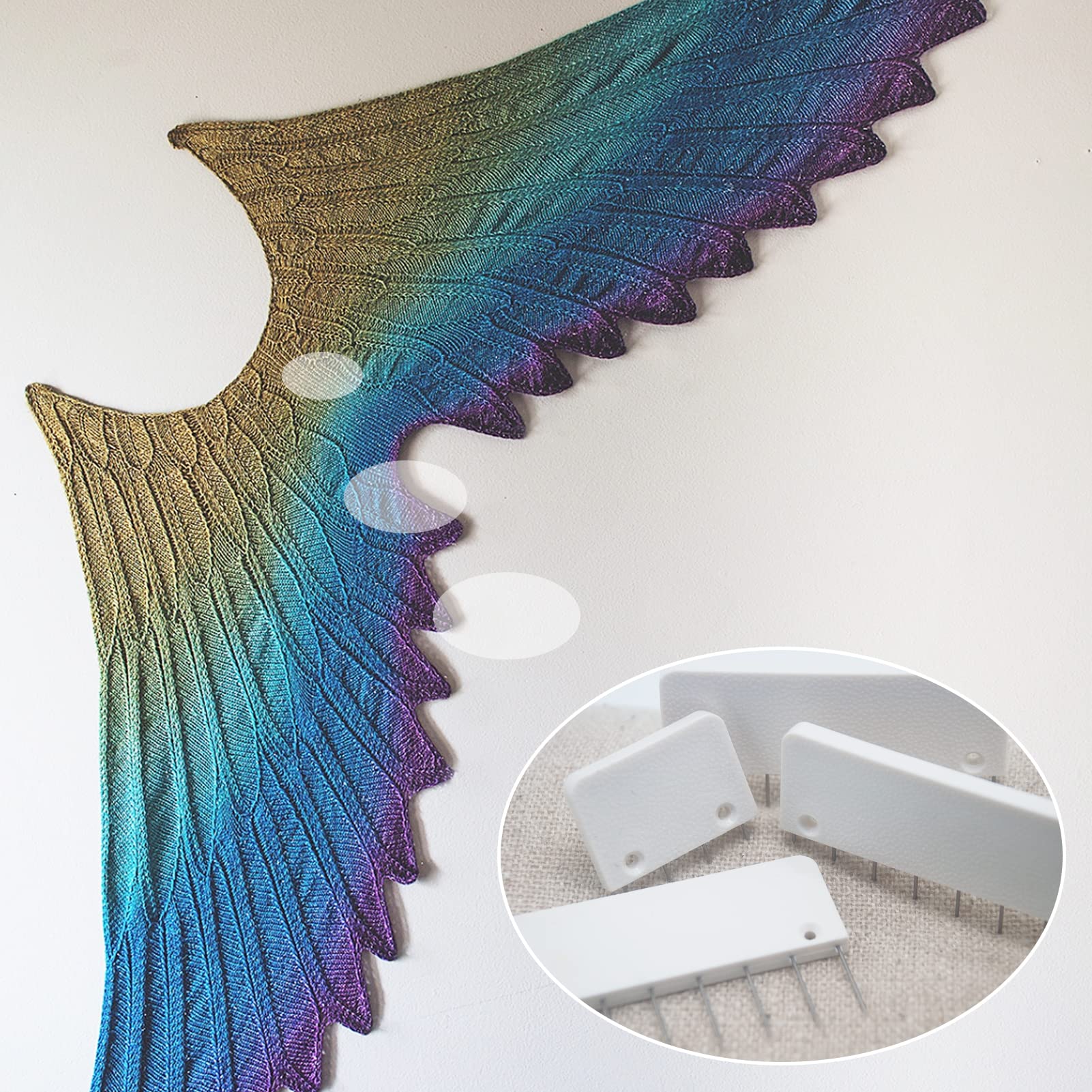 LAMXD 8 Pins Knit Blocking Pins Kit with 32 Combs - Perfect for Blocking Knitting, Crochet, Lace & Needlework Projects - Works with Knitting Blocking Mats - Ideal for Handmade Shawls, Sweaters & DIY Craft Projects