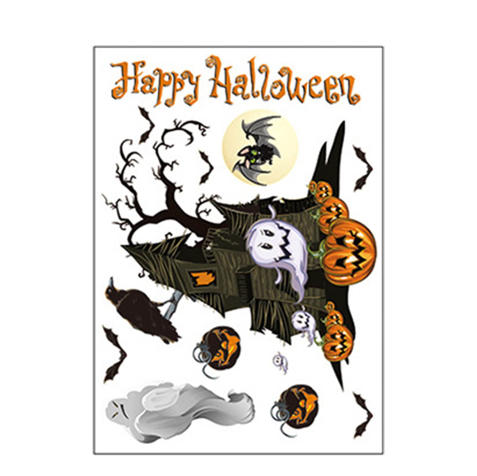 Halloween Window & Door Decals - Electrostatic Wall Stickers for Kids Bedroom, Silver Decorations - Perfect for Halloween Party & Home Decor