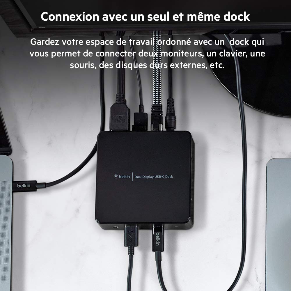 Belkin Dual Monitor USB-C Docking Station (85W Power, HDMI, USB-A 3.1 Gen 1, Gigabit Ethernet, Audio In/Out) for MacBook, XPS & Laptops - Black | Perfect for Home Office & Remote Work Setup