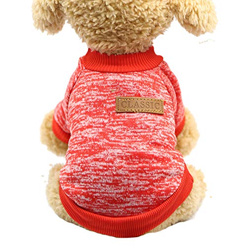 Mikey Store Soft & Warm Polar Fleece Winter Dog Clothes with Thickening Stripes - Cozy Outfit for Small to Medium Dogs in Cold Weather