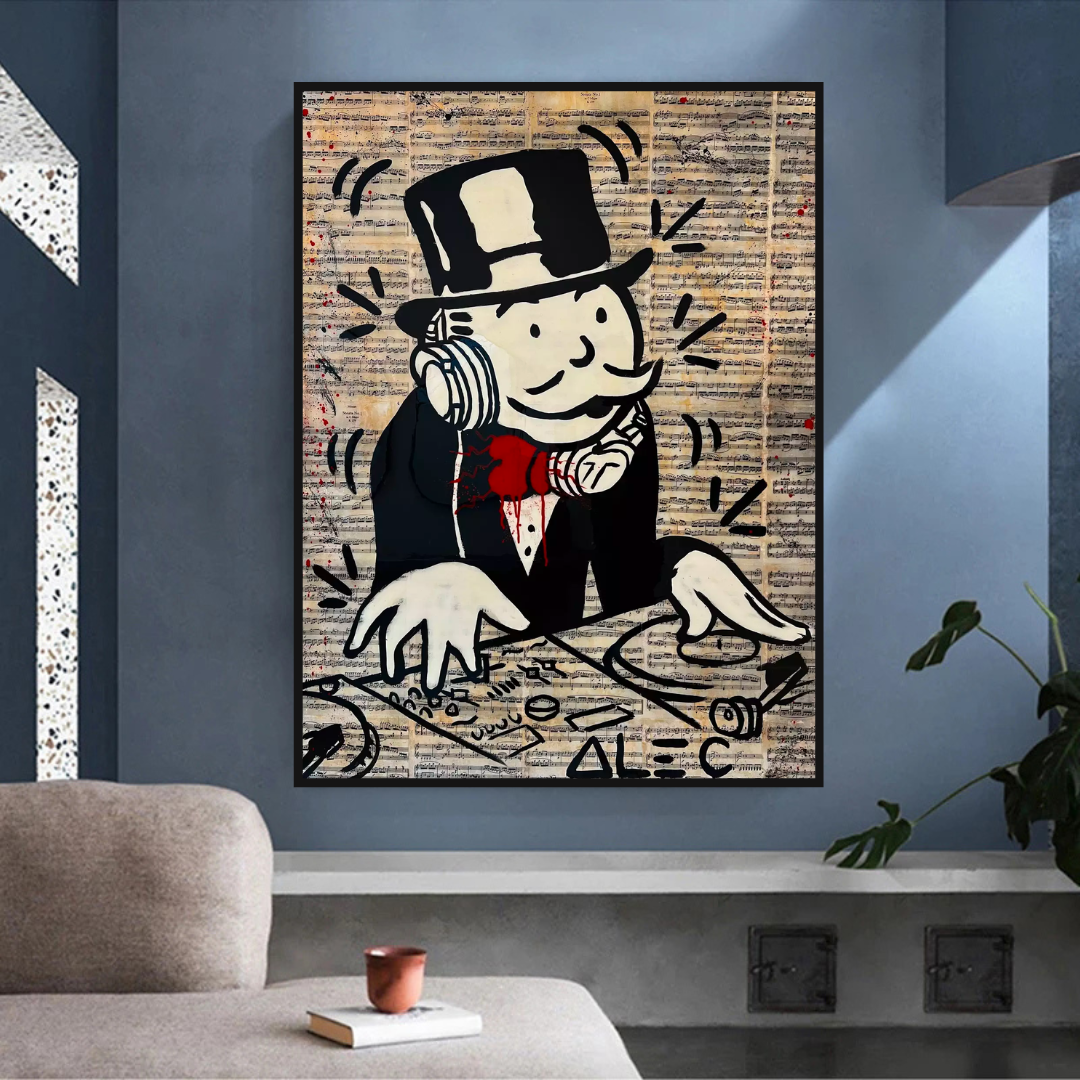 Alec Monopoly DJ Money Man Canvas Print - Limited Edition Artwork for Home & Office Decor | Wall Art Gift for Music & Pop Culture Fans