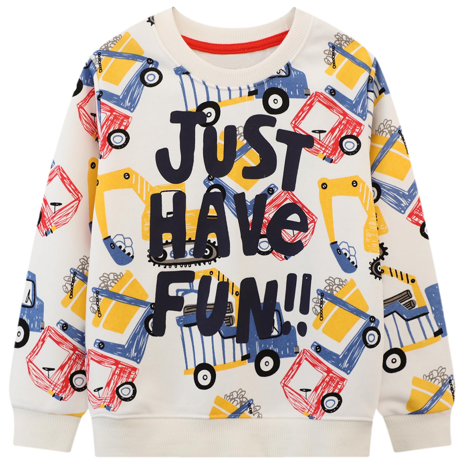 Frogwill Toddler Boys Long Sleeve Crewneck Sweatshirt - Winter Warm Fleece Pullover Top for 1-5 Year Olds - Cozy Casual Outfit for Playdates & Outdoor Activities