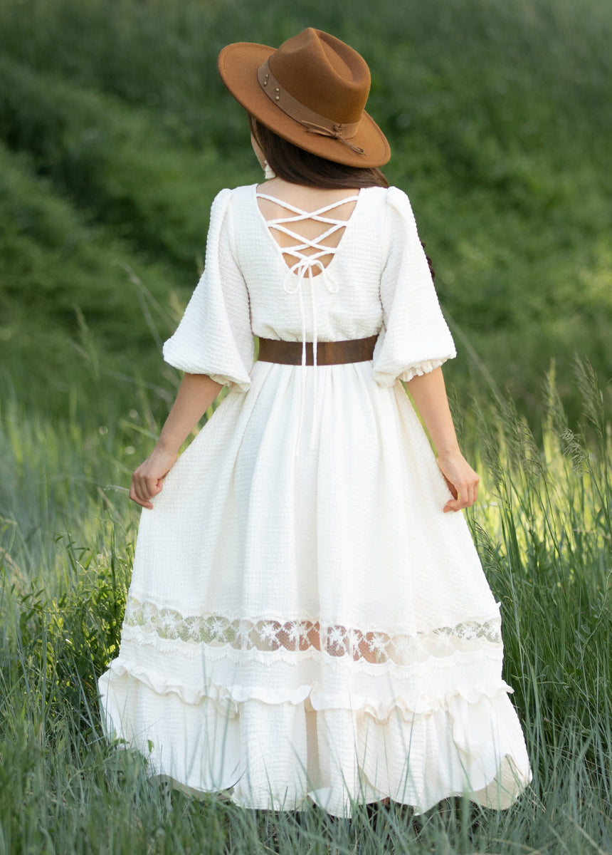 Karlie Cream Dress - Elegant Women's Party & Wedding Guest Dress for Special Occasions