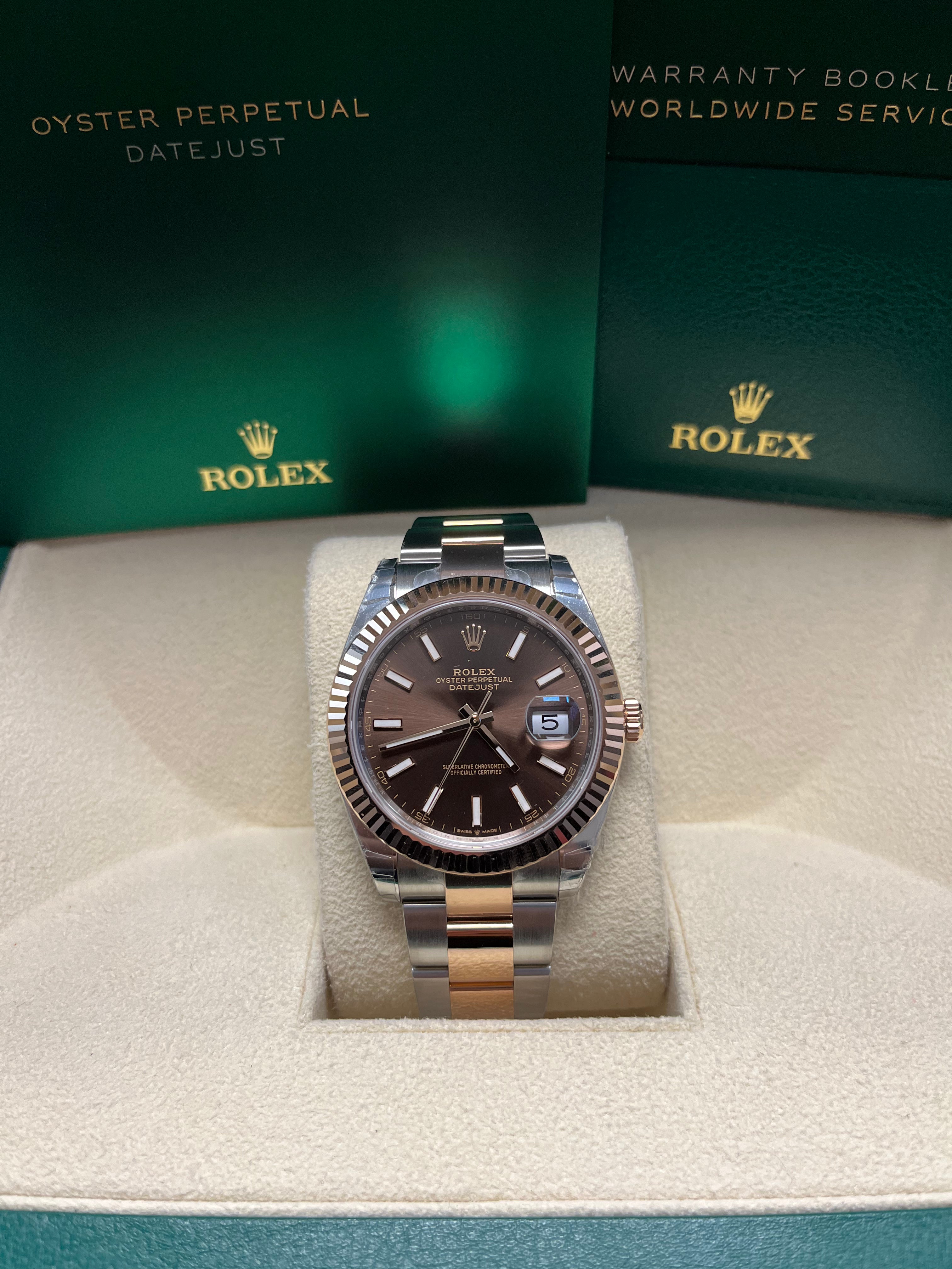 Rolex Datejust 41 Men's Watch - Oyster Bracelet, Chocolate Dial, Fluted Bezel (Ref #126331) | Luxury Automatic Timepiece for Business, Formal Events & Special Occasions
