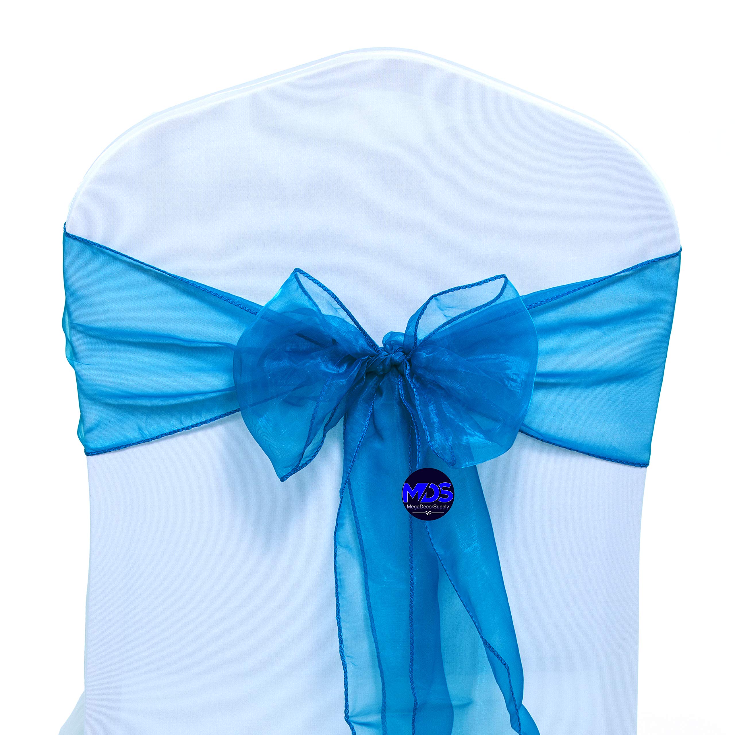 100 Pack Dark Teal Organza Chair Sashes - Wedding Reception Decor, Banquet Chair Bows, Restaurant Table Setting, Party Supplies - Perfect for Bridal Showers, Baby Showers & Formal Events