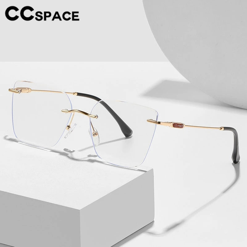 CCspace Women's Rimless Square Alloy Spring Hinge Eyeglasses - Lightweight Metal Frame Glasses for Reading, Working & Daily Use (Model 302086)