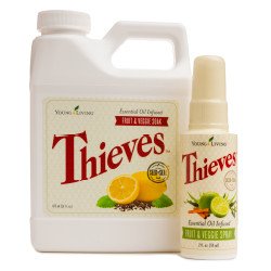 Young Living Thieves Fruit & Veggie Wash Combo Pack - Natural Produce Cleaner for Organic Fruits & Vegetables - Perfect for Kitchen, Grocery Shopping & Healthy Eating