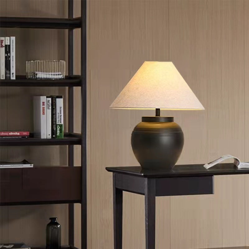 Faris Ceramic Table Lamp - Modern Home Decor Lighting for Living Room, Bedroom & Office - Elegant Handcrafted Ceramic Base with Soft Glow Light Bulb Included