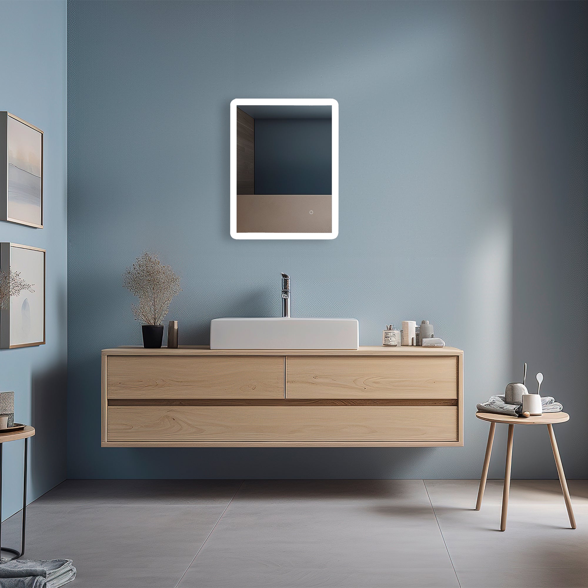 Pilsen LED Bathroom Mirror with Touch Dimmer & Anti-Fog Function - 4 Size Options for Vanity, Makeup & Shaving - Perfect for Modern Home & Spa Decor