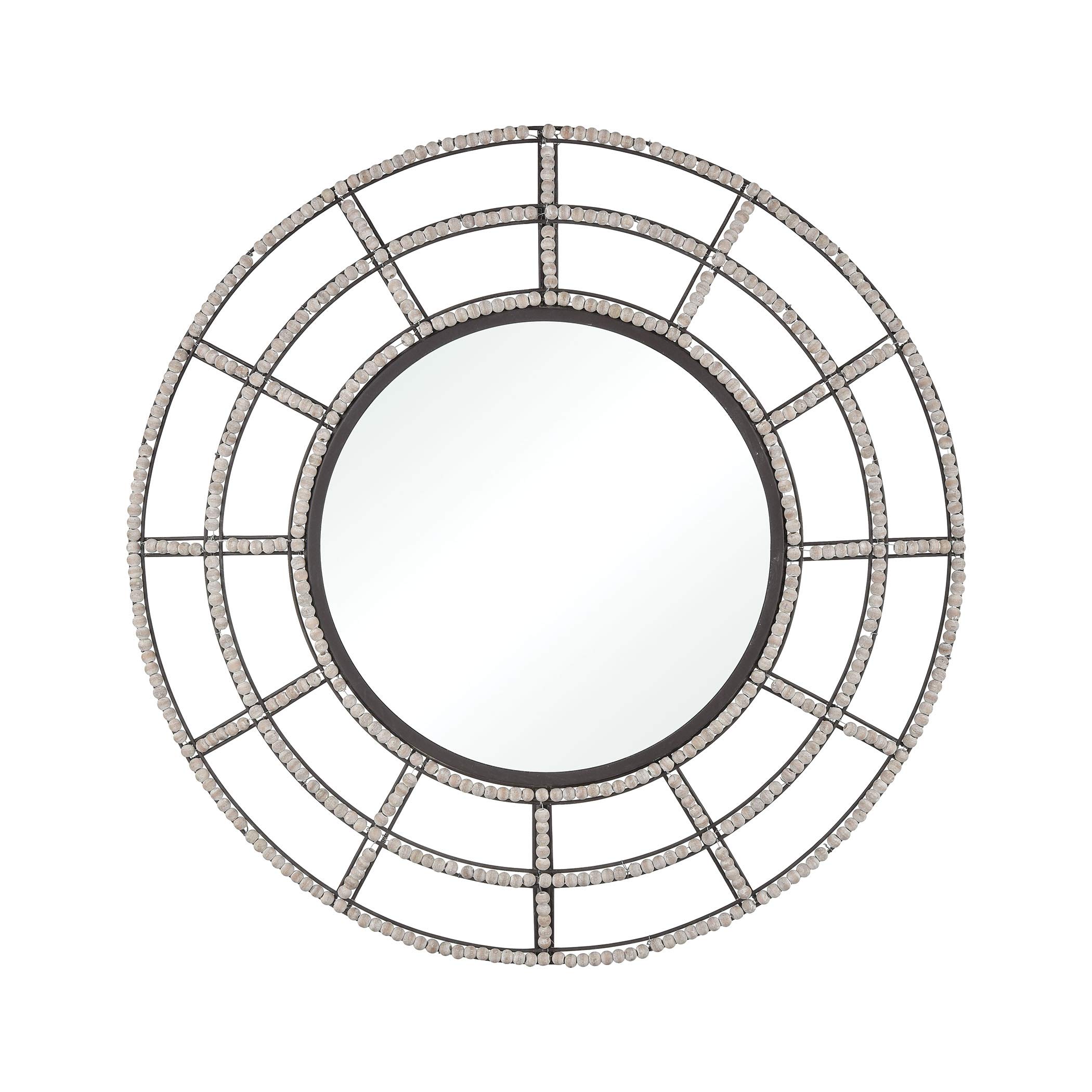 ELK Riverrun Whitewashed Wood and Oil Rubbed Bronze Wall Mirror - Elegant Farmhouse Decor for Bathroom, Bedroom or Entryway