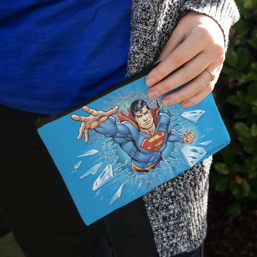 Superman Breaking the Ice Makeup Cosmetic Bag Organizer Pouch - Waterproof Travel Toiletry Case for Women & Men - Perfect for Gym, Travel, and Daily Use