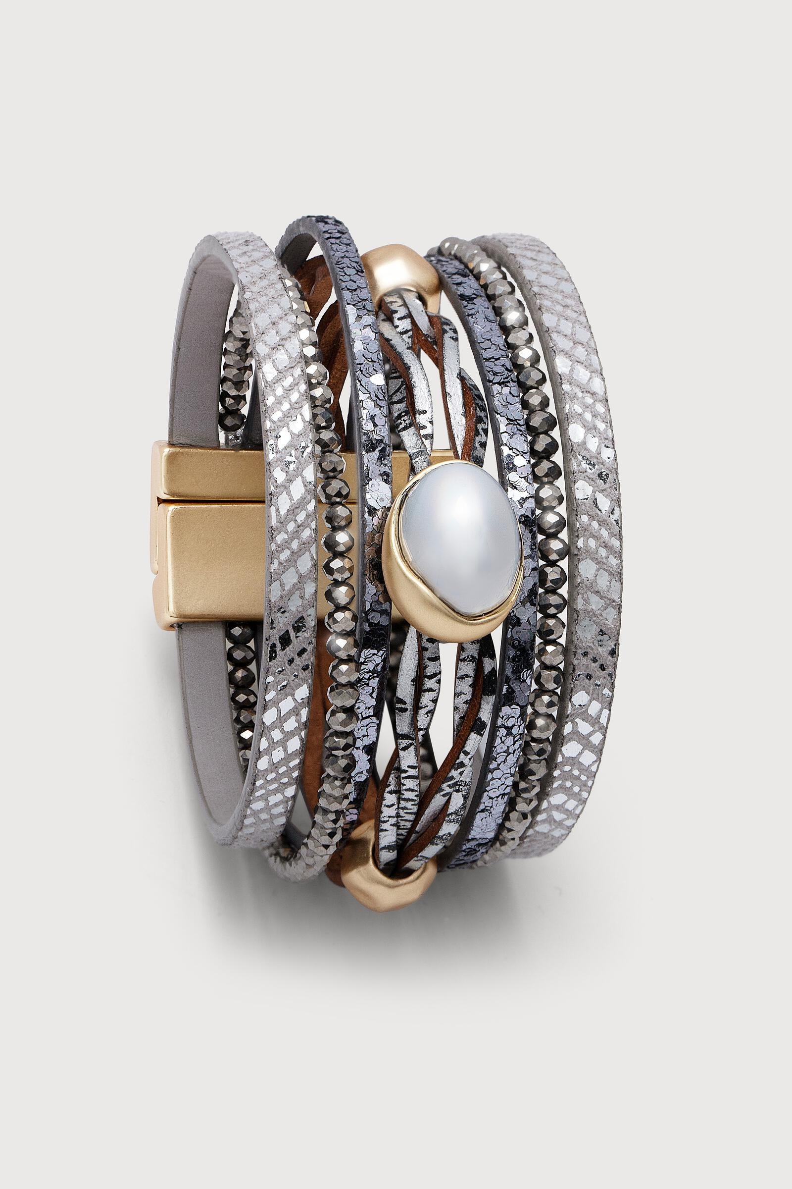 Handmade Leather Beaded Orb Bracelet for Women - Boho Chic Adjustable Wrap Bracelet - Perfect for Festival, Yoga, and Everyday Wear