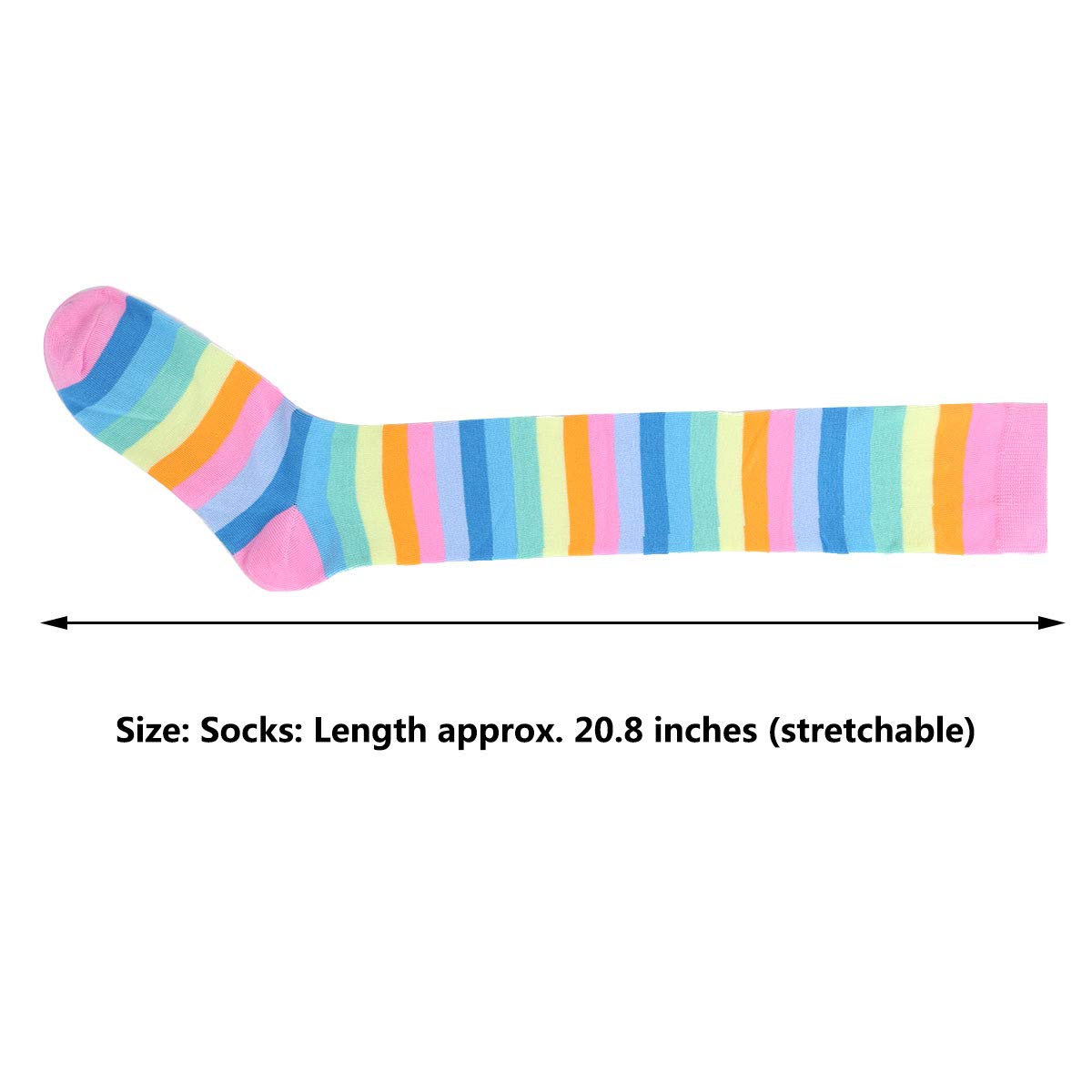 CHICTRY Rainbow Striped Thigh High Socks & Fingerless Gloves Set for Women - Halloween Costume, Cosplay, Party Outfit Accessories