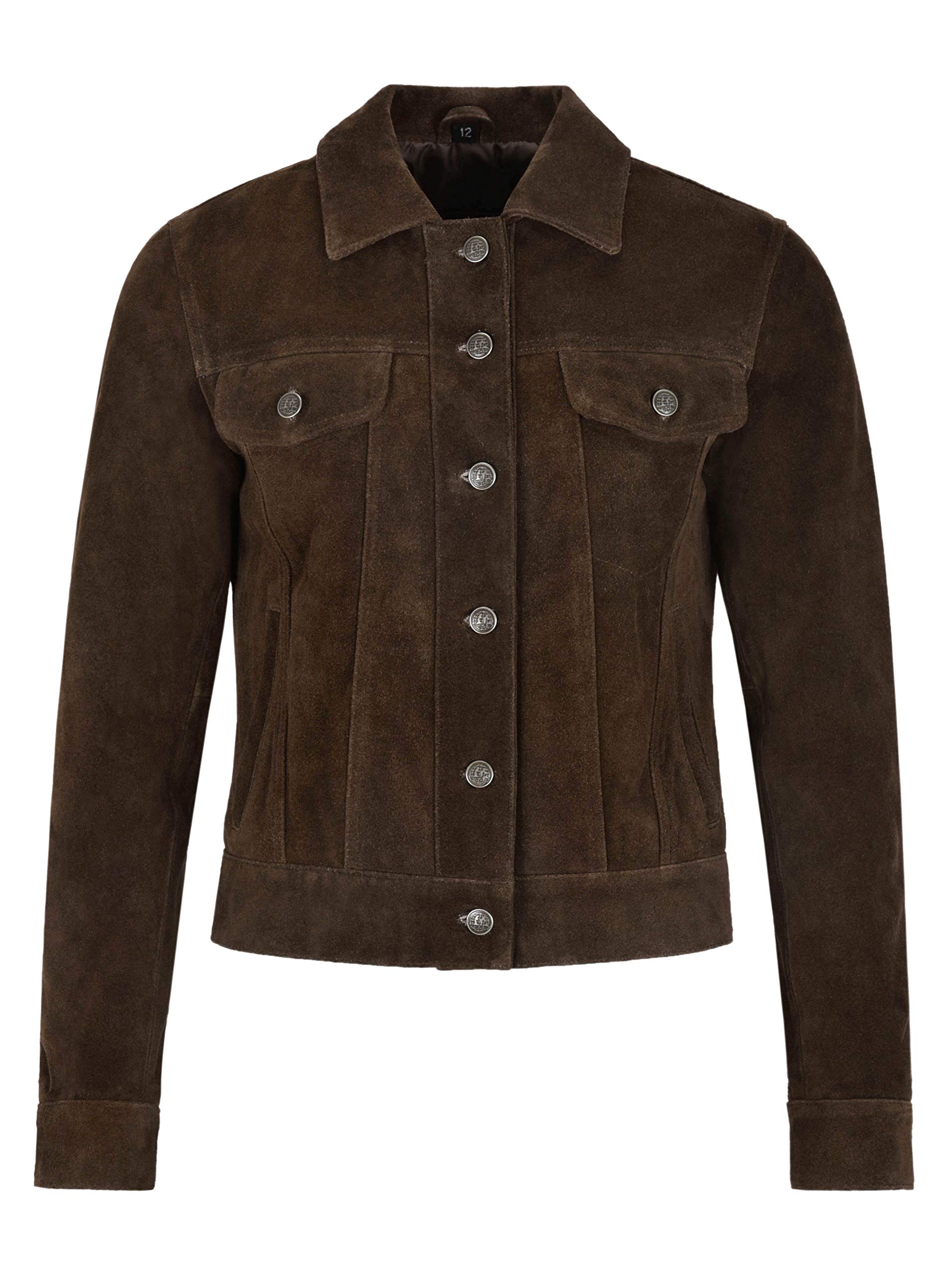 Women's Real Leather Trucker Jacket - 100% Suede Casual Fashion Shirt Jacket for Everyday Wear & Outdoor Activities