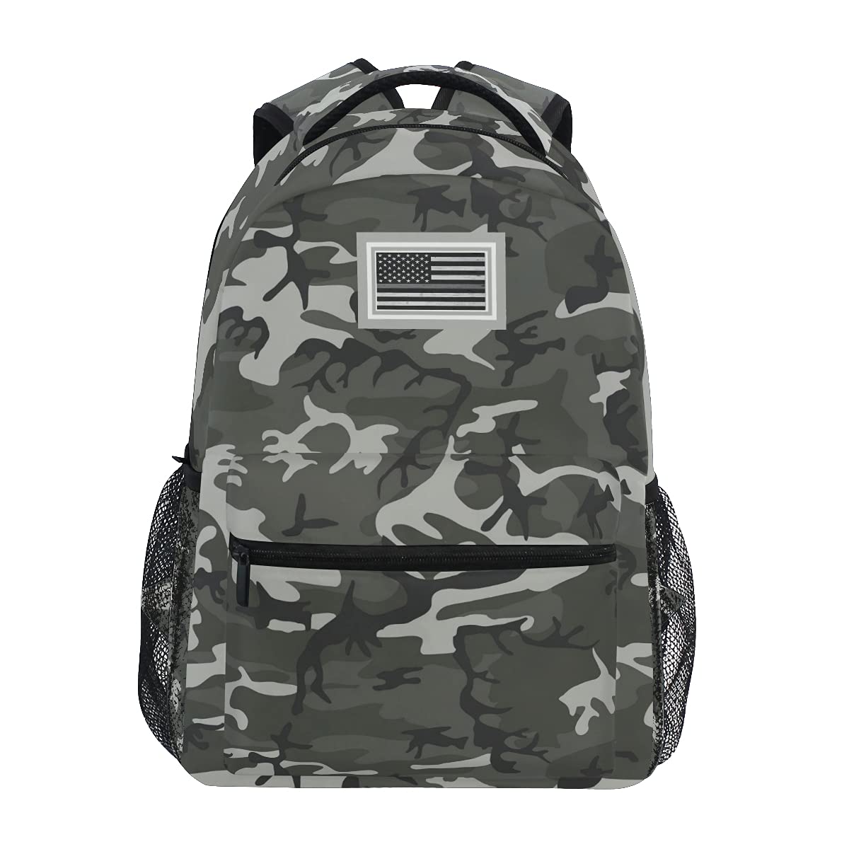 Camo American Flag Backpack for Teens - Waterproof School Bookbag with Laptop Compartment, Durable Travel Daypack for Boys & Girls - Perfect for College, Hiking, and Outdoor Adventures