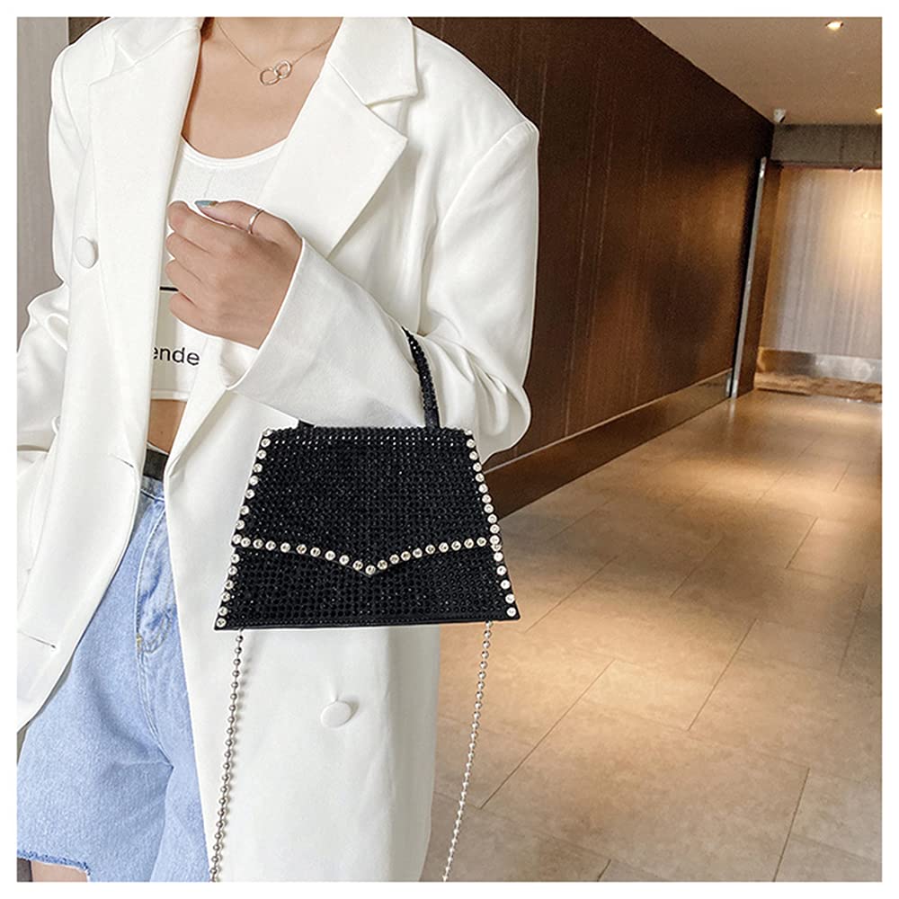 Sparkling Rhinestone Evening Purse for Women - Elegant Crossbody & Top Handle Glitter Handbag for Party, Club, Wedding & Special Occasions | Crystal Embellished Clutch Bag with Chain Strap