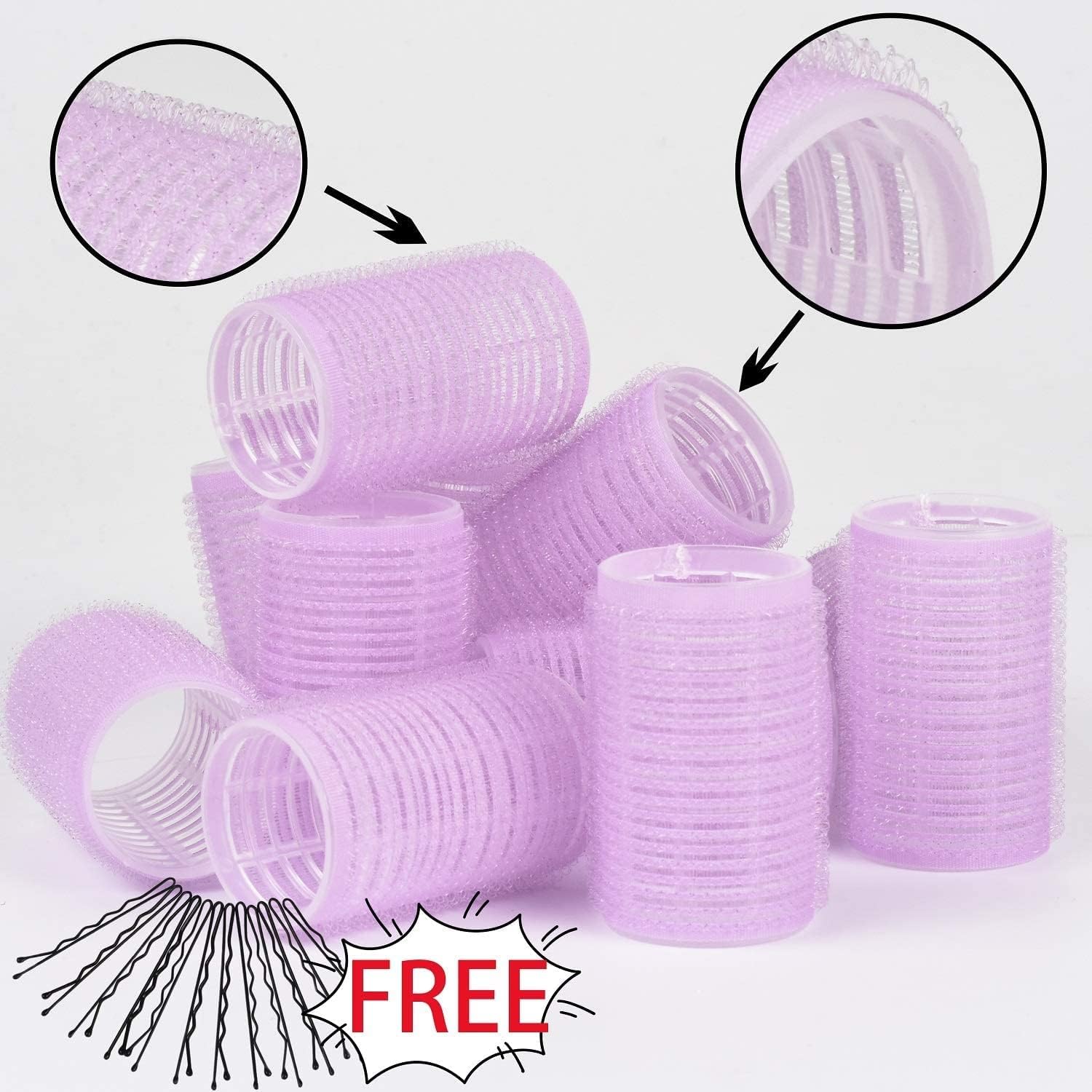 SIYAA 12 Pack Self Grip Hair Rollers - Salon Quality Hair Curlers for Women & Girls - No Heat Hair Styling Tools for Beach Waves, Curly & Voluminous Hairstyles - Perfect for Home, Salon & Special Occasions