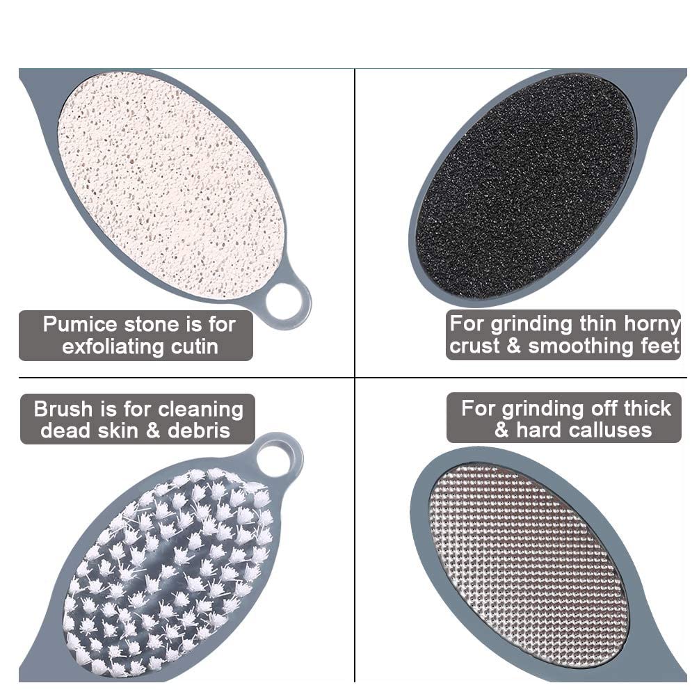 Mivva 4-in-1 Pedicure Brush - Foot Scrubber & Callus Remover with Pumice Stone, Exfoliating Tool for Dead Skin Removal - Perfect for Home Spa, Pedicure & Foot Care Routine