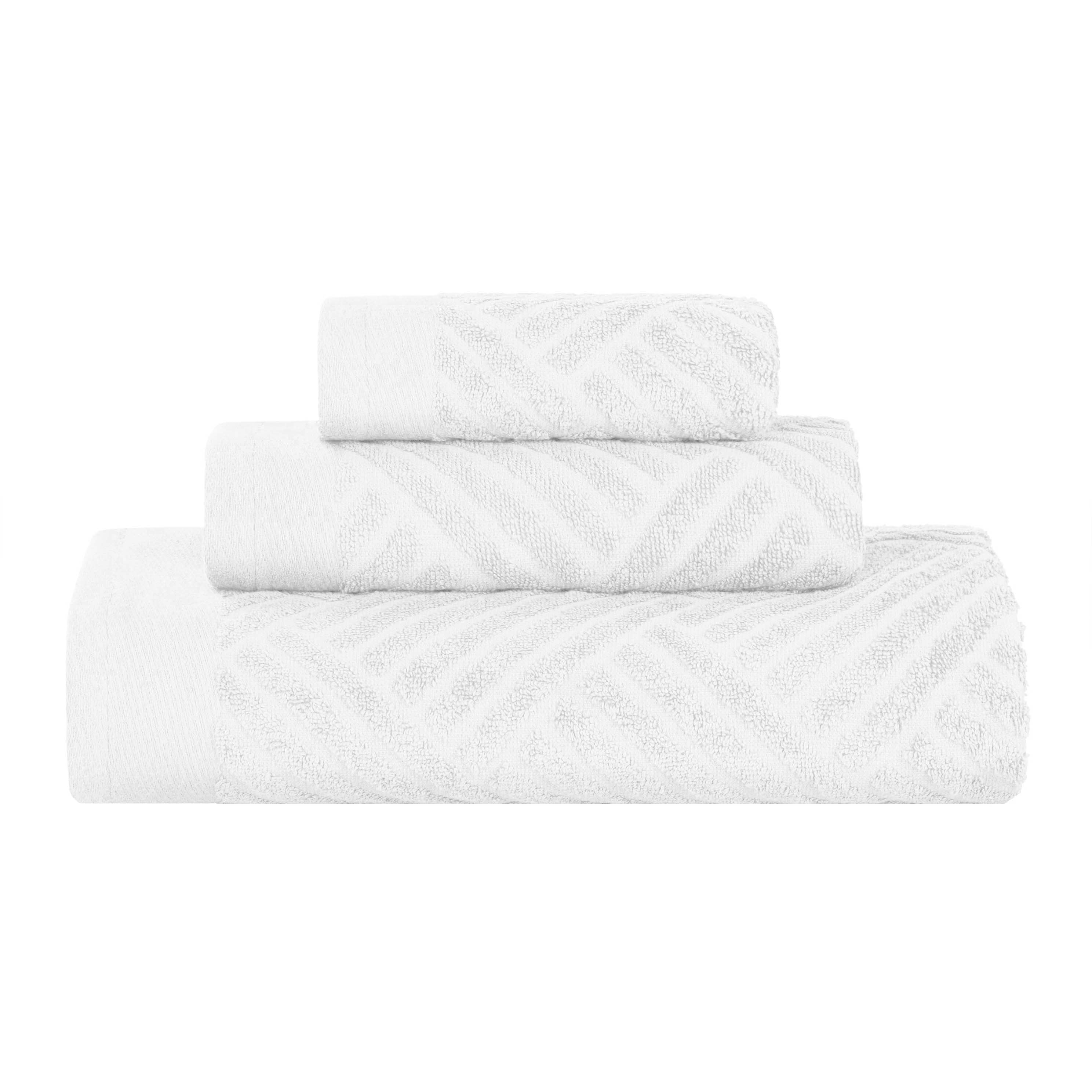 Premium Basketweave Egyptian Cotton Jacquard 3-Piece Towel Set - Soft & Absorbent Bath, Beach & Spa Towels for Luxury Home & Hotel Use