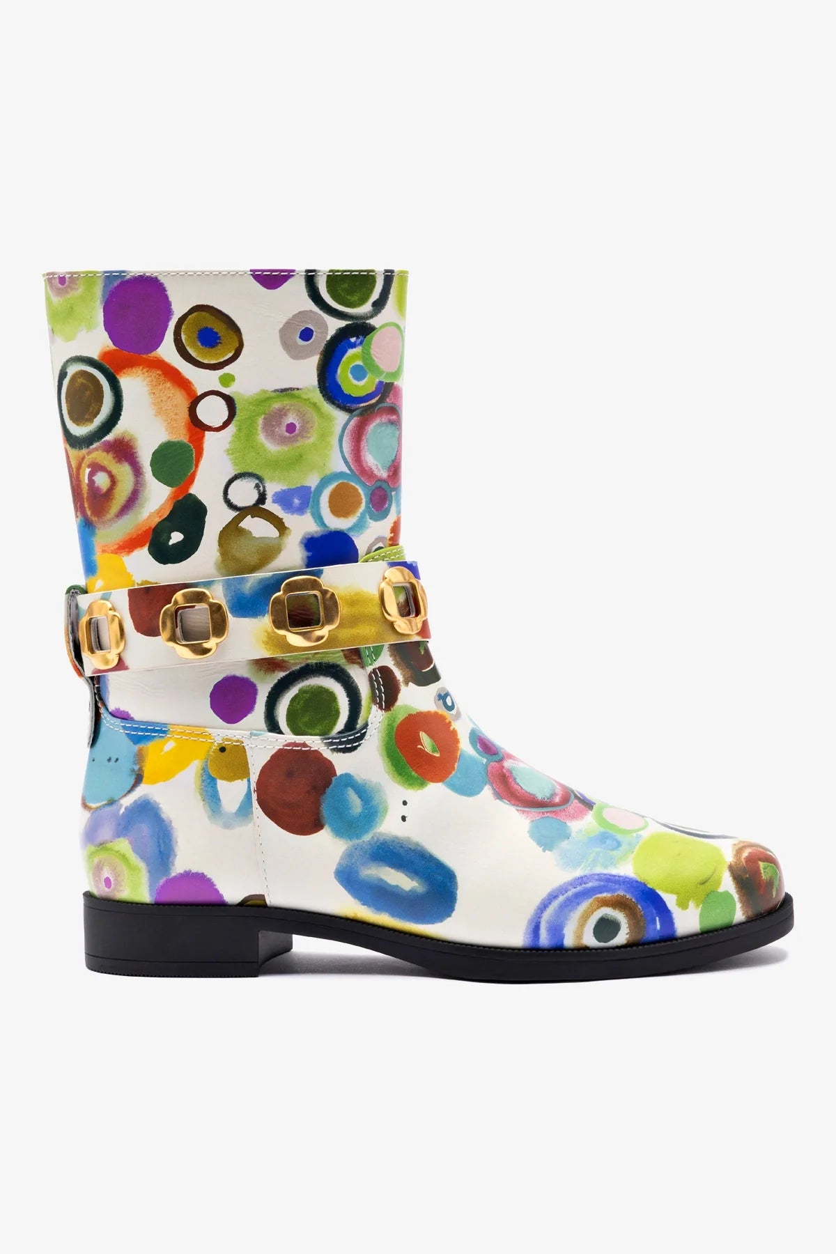 Larroudé x Libertine Milan Flat Bootie Women's Ankle Boots - JH Gouache Design | Comfortable & Stylish for Fall, Winter & Everyday Wear