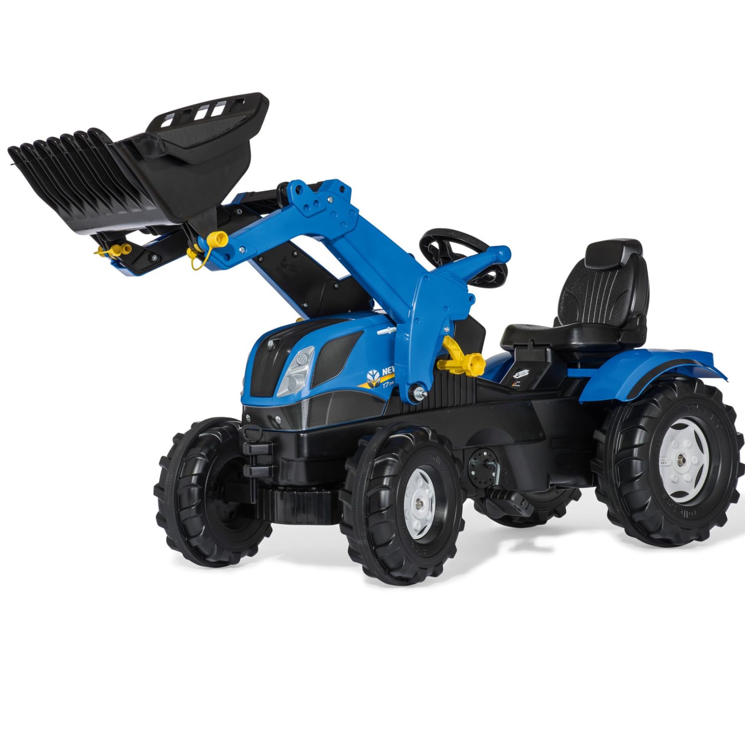 Rolly Toys 611256 New Holland RollyFarmtrac Adjustable Tractor Seat for Kids Ages 3-8 with Front & Rear Hitch System - Perfect for Farm-Themed Playtime and Outdoor Adventures