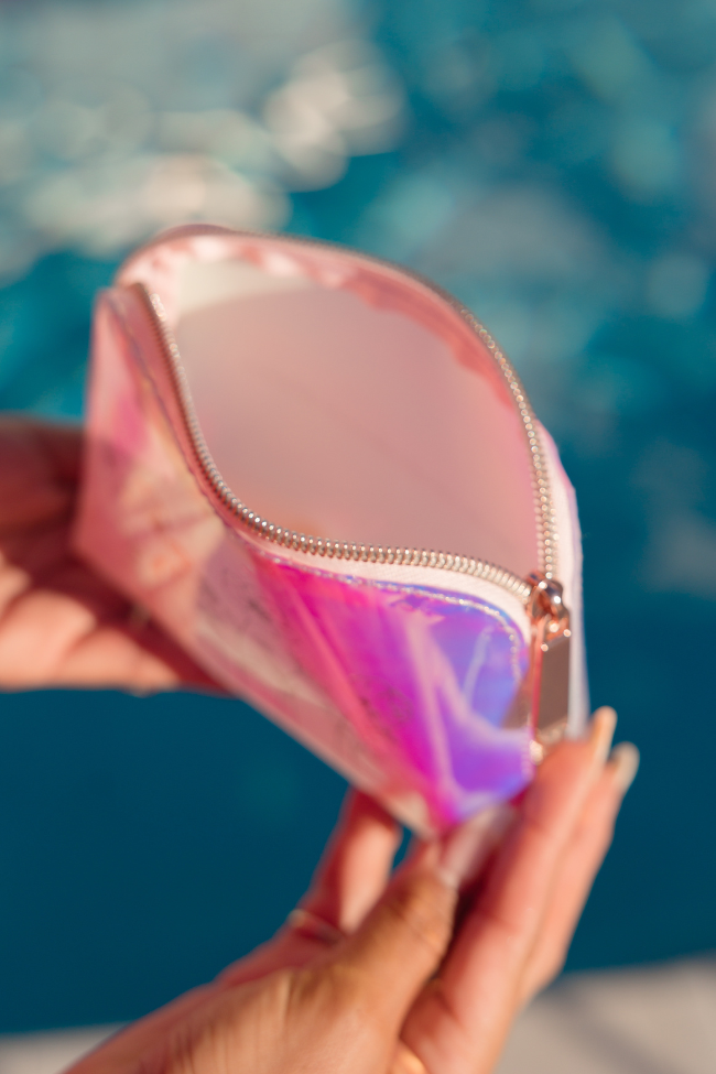 Let Your Confidence Bloom Beauty Bag Iridescent - Stylish Makeup Organizer for Women | Perfect for Travel, Gym & Everyday Use