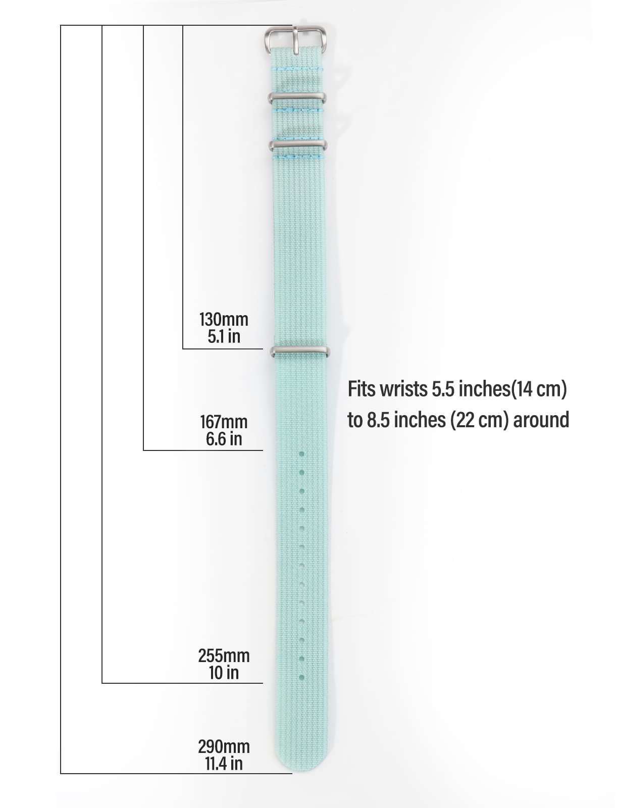 Nylon Watch Band 18mm 19mm 20mm 22mm 24mm - Waterproof Military Watch Straps with Stainless Steel Buckle for Men & Women - Perfect for Outdoor, Hiking, and Sports Activities