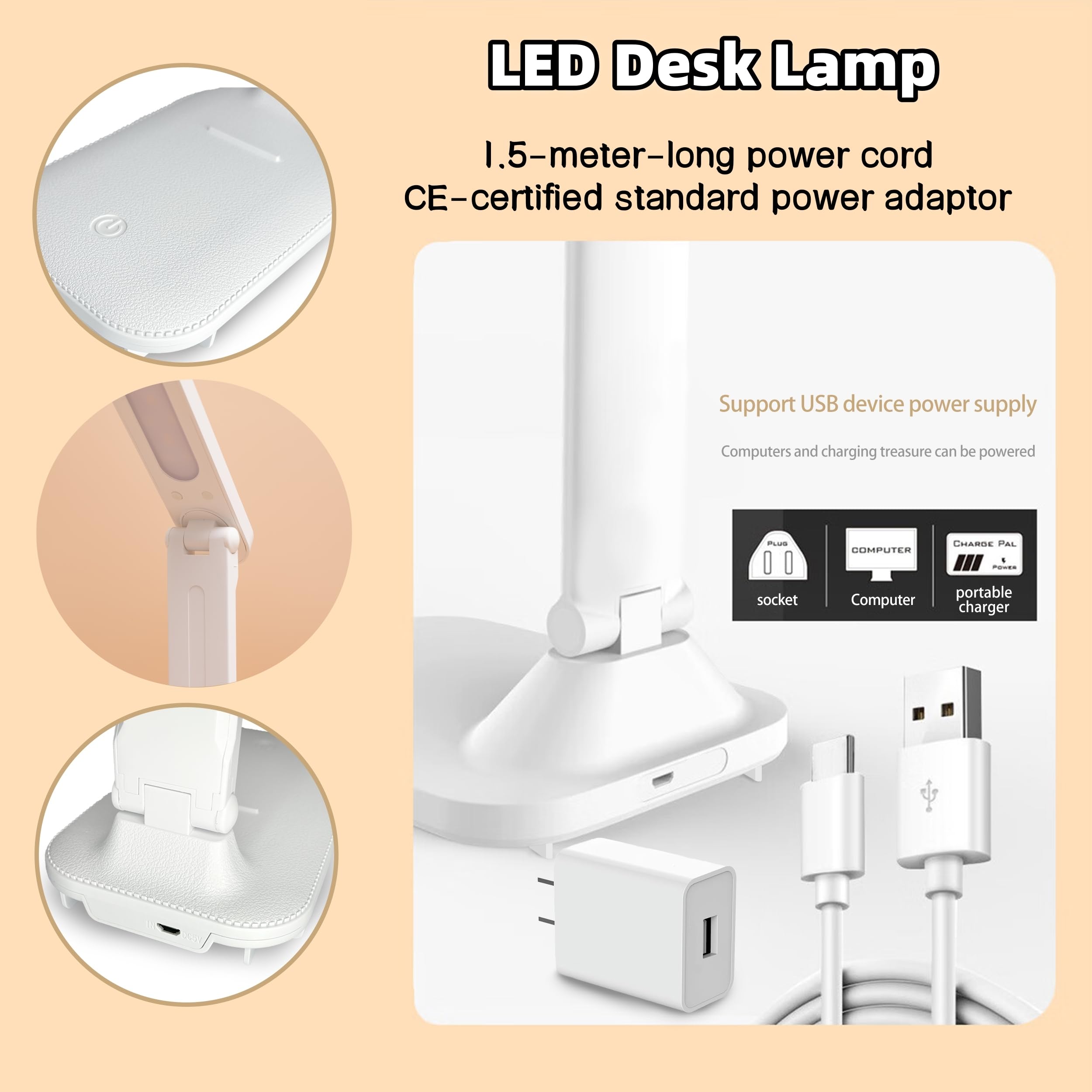 Dimmable LED Desk Lamp with 3 Lighting Modes & USB Charger - Eye Protection Study Light for Home Office, Reading, Working - Perfect Gift for Students & Professionals