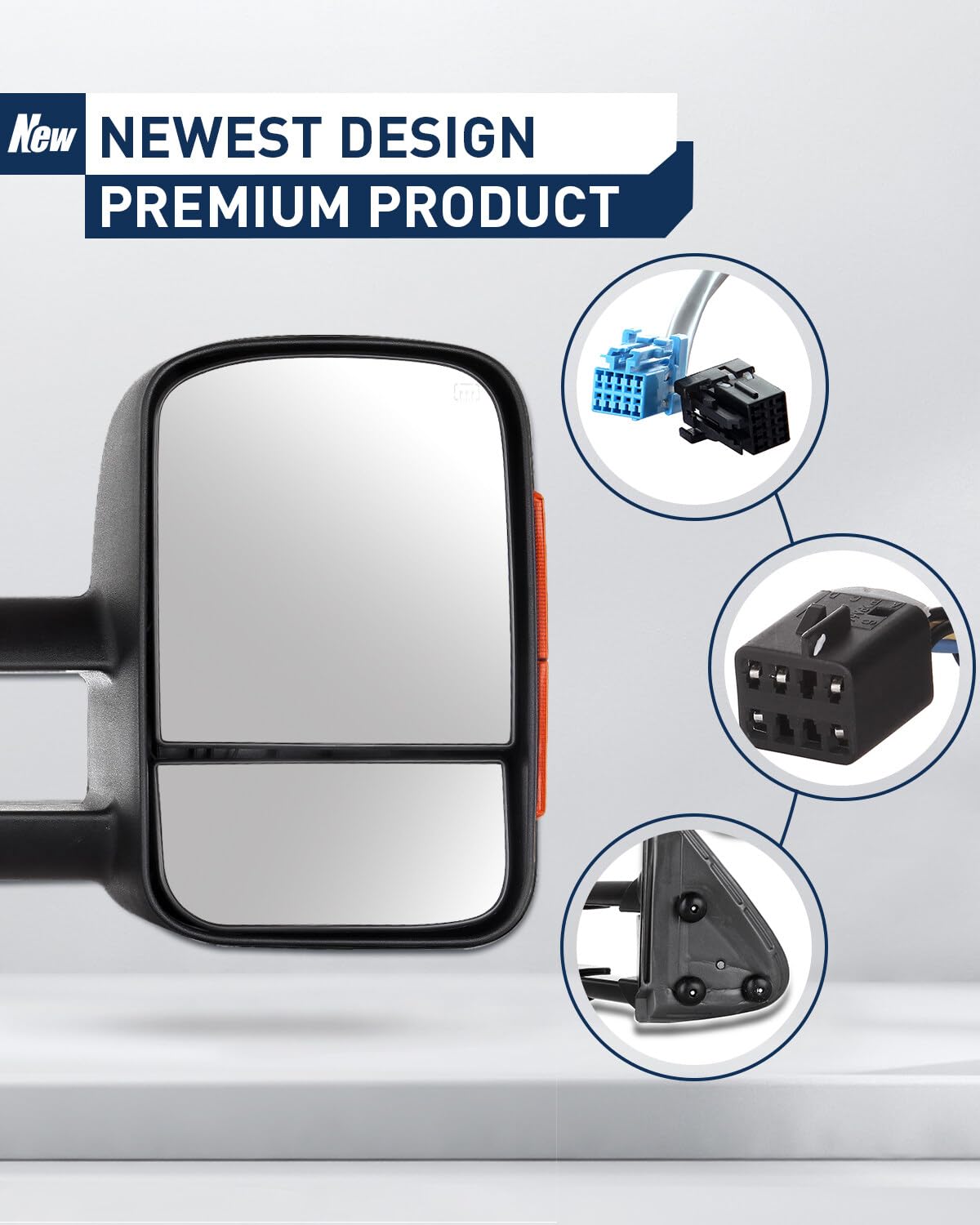 ECCPP Power Heated Telescoping Towing Mirrors with Amber Light - Compatible with 03-06 Chevy Silverado, GMC Sierra 1500/2500HD/3500, Suburban, Yukon XL & Tahoe - Perfect for Towing, Camping & Off-Road Adventures