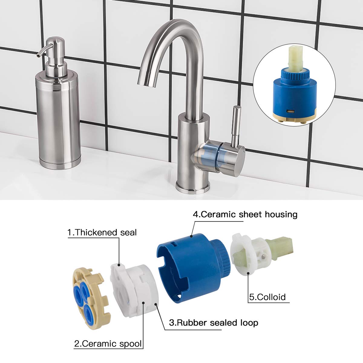 GAPPO Brushed Nickel Bar Sink Faucet - Stainless Steel Farmhouse Lavatory Faucet Mixer for Small Kitchen, Bar, RV & Outdoor Use