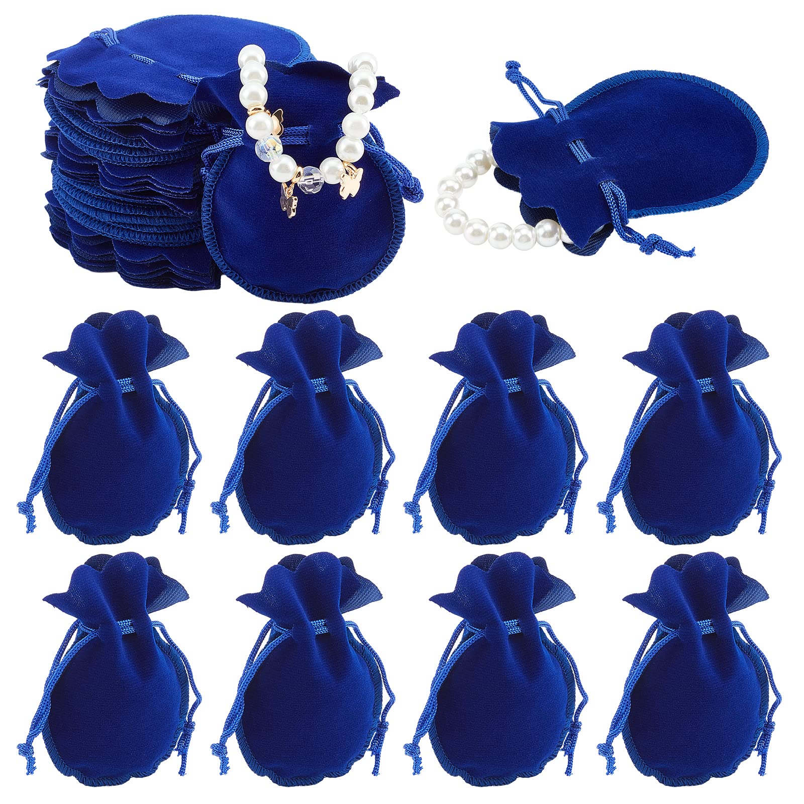 100 PCS Velvet Drawstring Bags 3.74×2.95 Inch - Medium Blue Jewelry Pouches for Gift Packaging, Wedding Favors, Christmas Party Supplies & Birthday Gifts - Perfect for Jewelry Storage, Party Favors, Bridesmaid Gifts & Small Item Organization