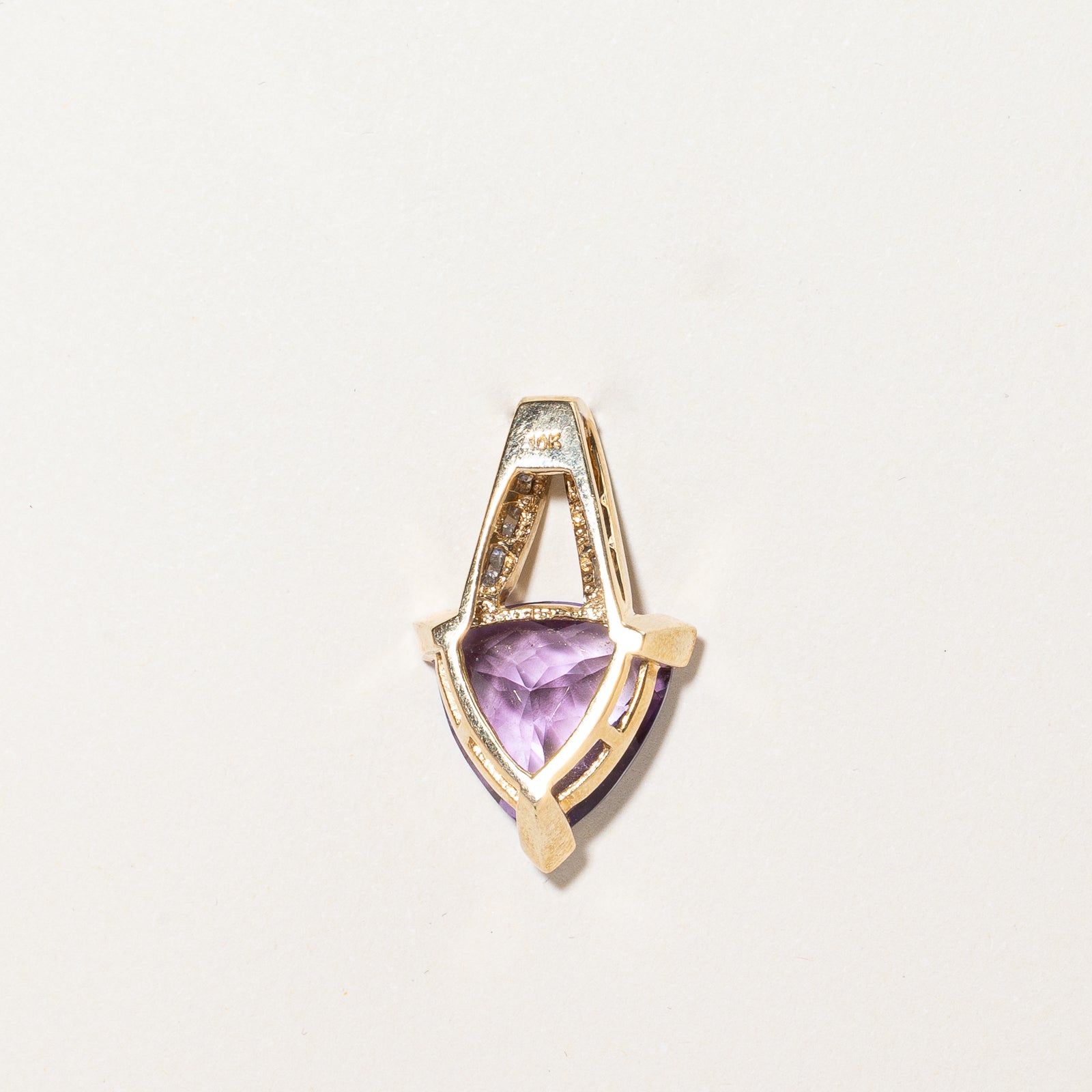 Exquisite 9.5ct Trilliant Cut Amethyst & 0.08ct Diamond Pendant Necklace | 925 Sterling Silver Jewelry | Perfect for Anniversary Gifts & Evening Wear
